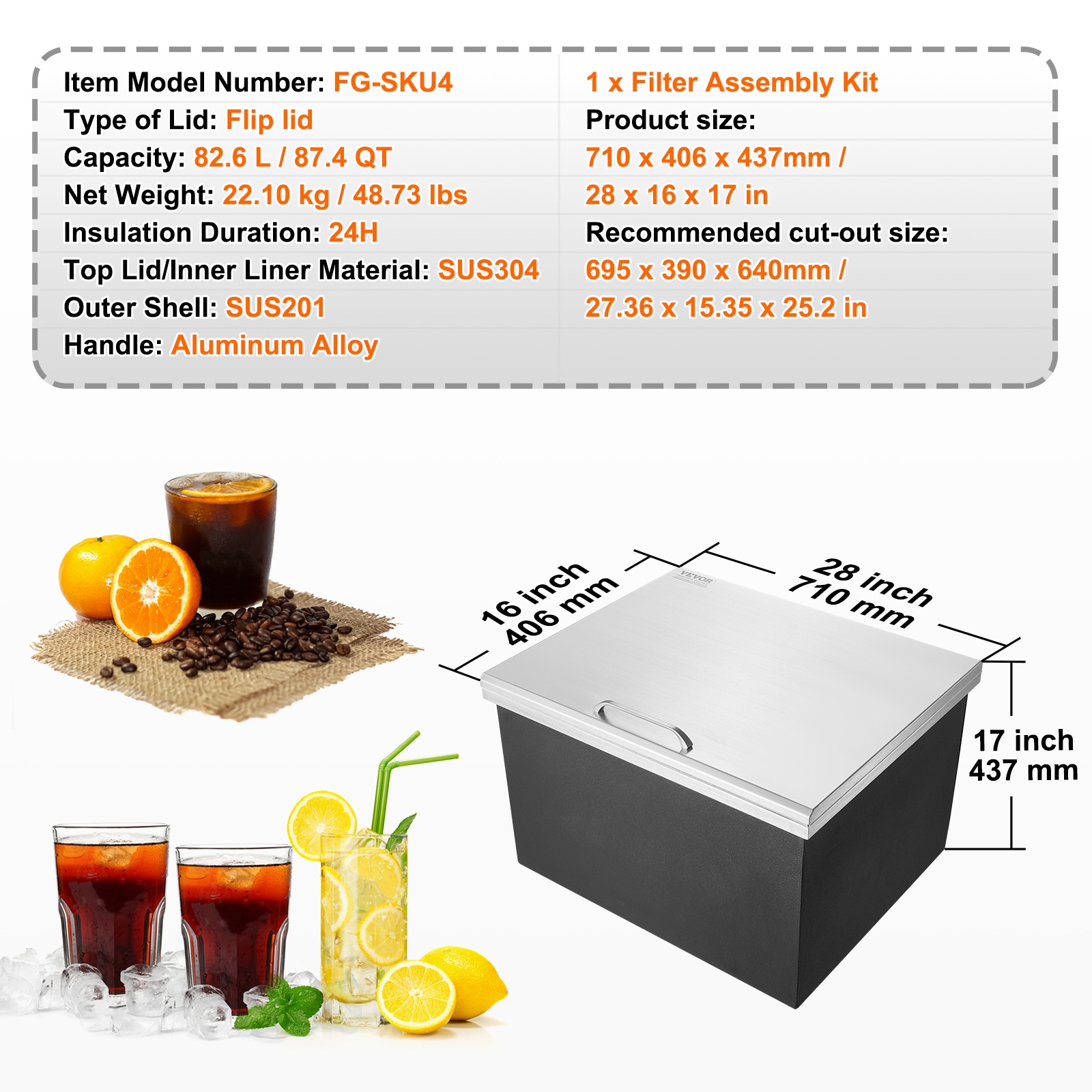 VEVOR QRSJ28X14X178AJ5IV0 Ice-Buckets - View #8