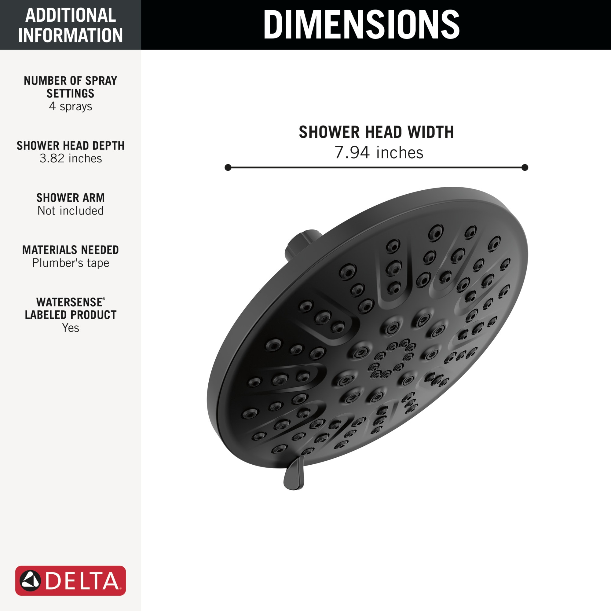 Delta 75617BL Fixed-Showerhead - View #3