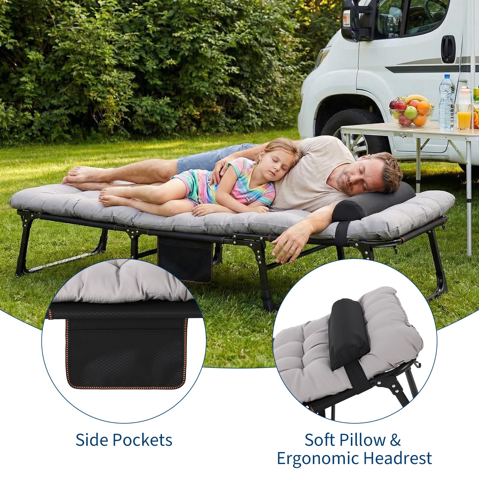 IdealHouse Portable Camping Cot Sleeping Cot for Adult Heavy Duty ...