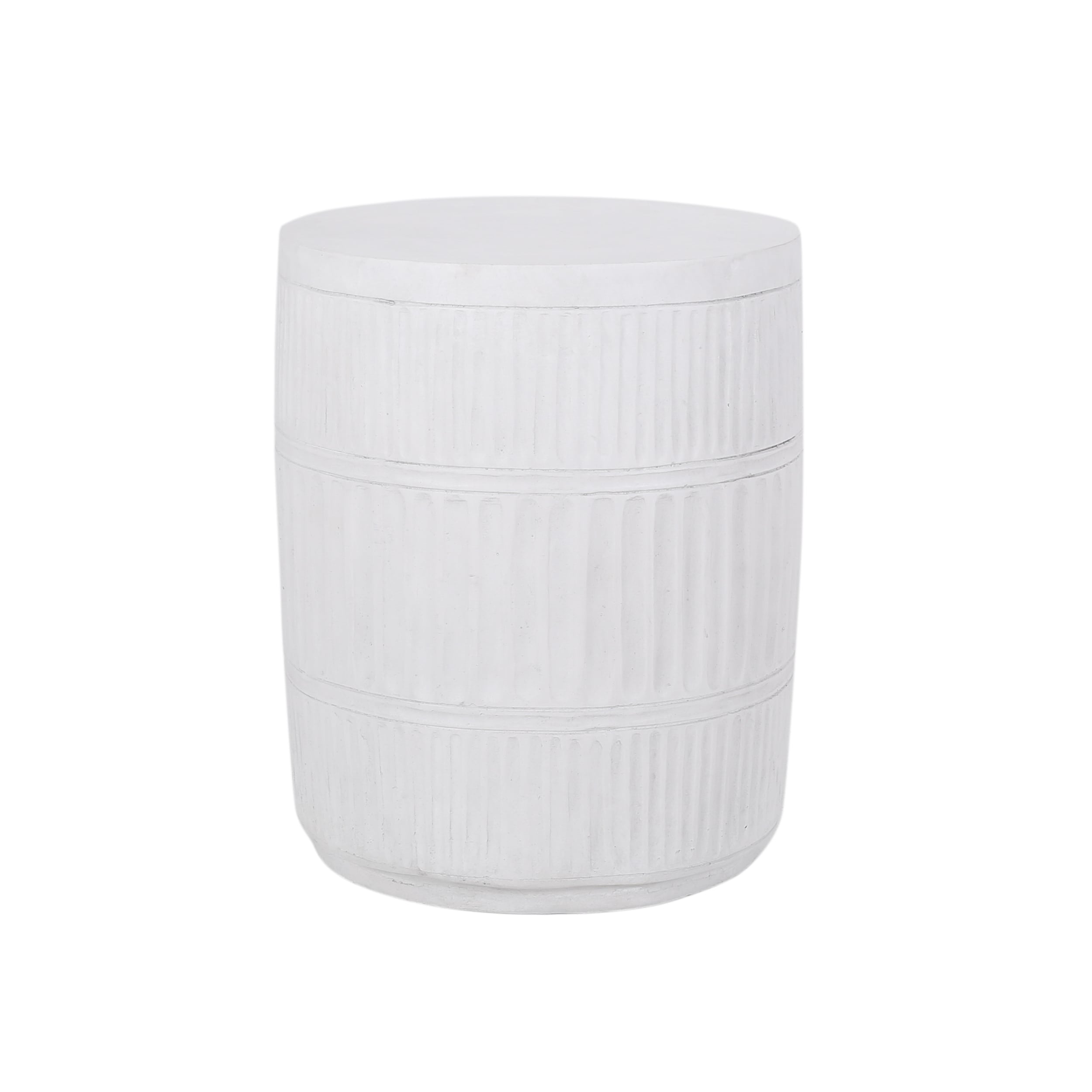 AHIOU HOME ZAAHG-73436.00GS 18.5-in Antique White Magnesium oxide Barrel Garden Stool
