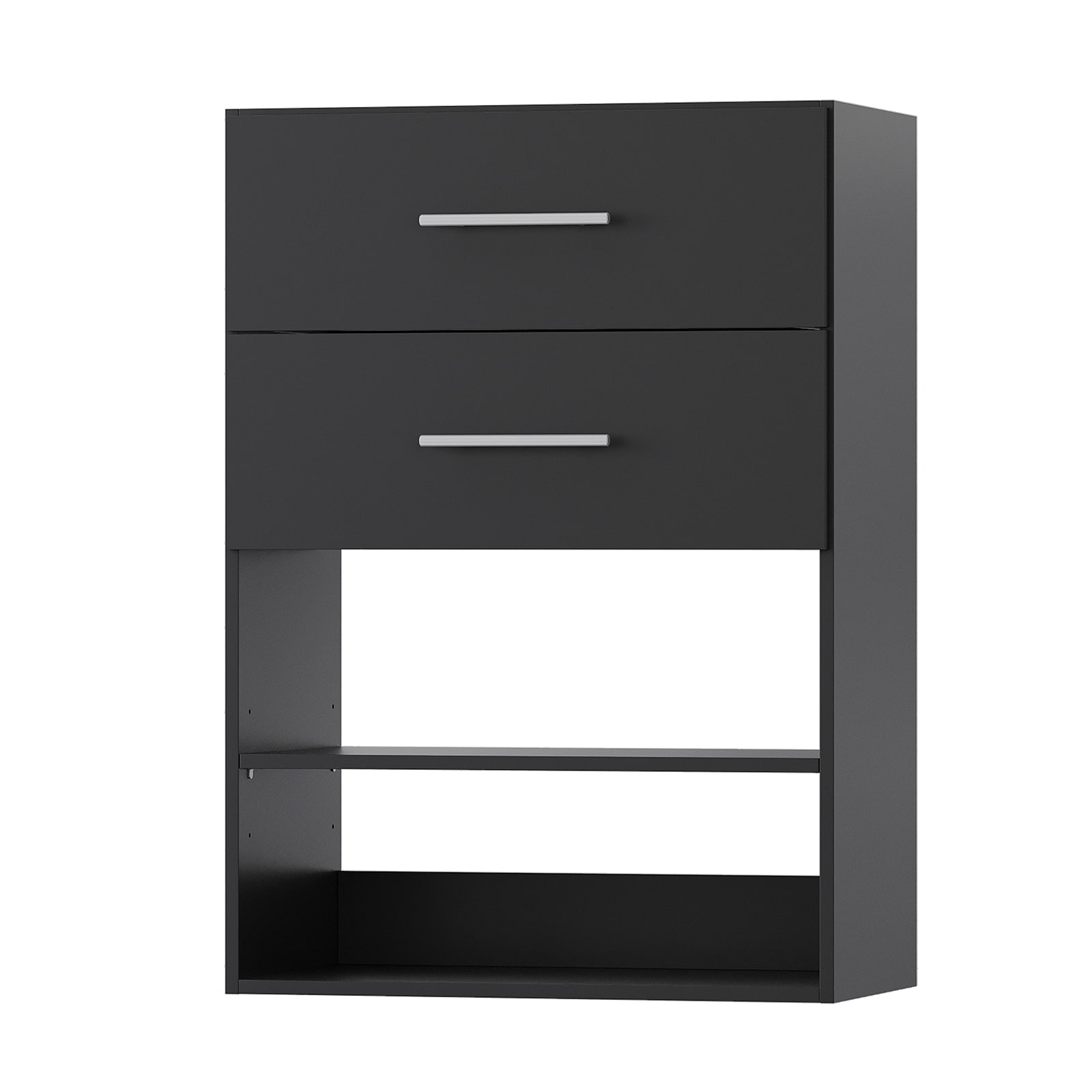 LOVMOR 31.5 in. W Black Short Tower Unit 1-Shelf Wood Built In Closet Organizer Unit Wood Closet System with 2 Drawers #SF-Y-YMG05-32-B
