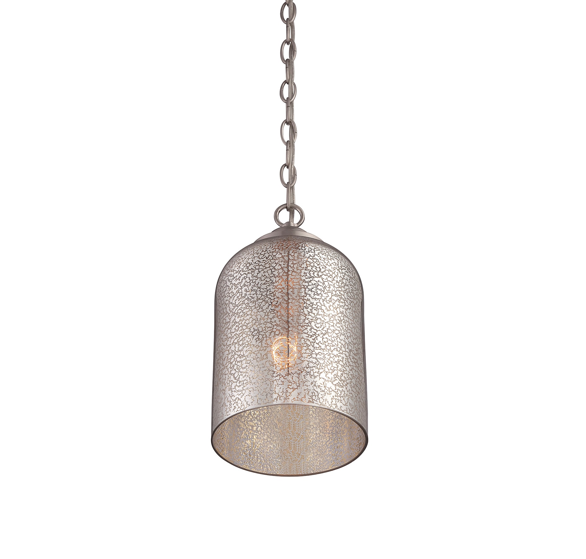 Bally Satin Nickel 1-Light Pendant with Mercury Glass Shade