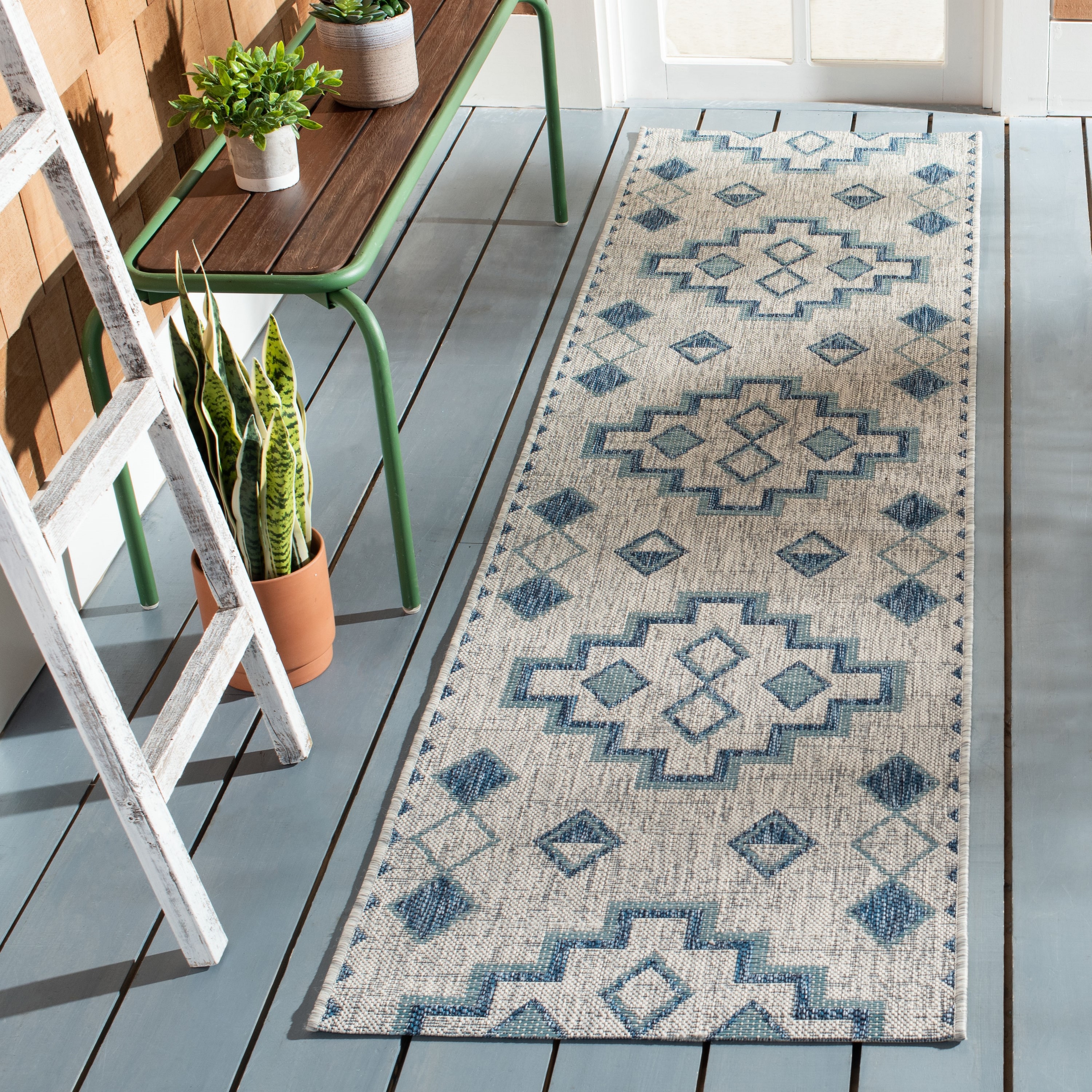 Safavieh 2' x 3'-7 Courtyard Cy8533-36812 Grey / Aqua Rug