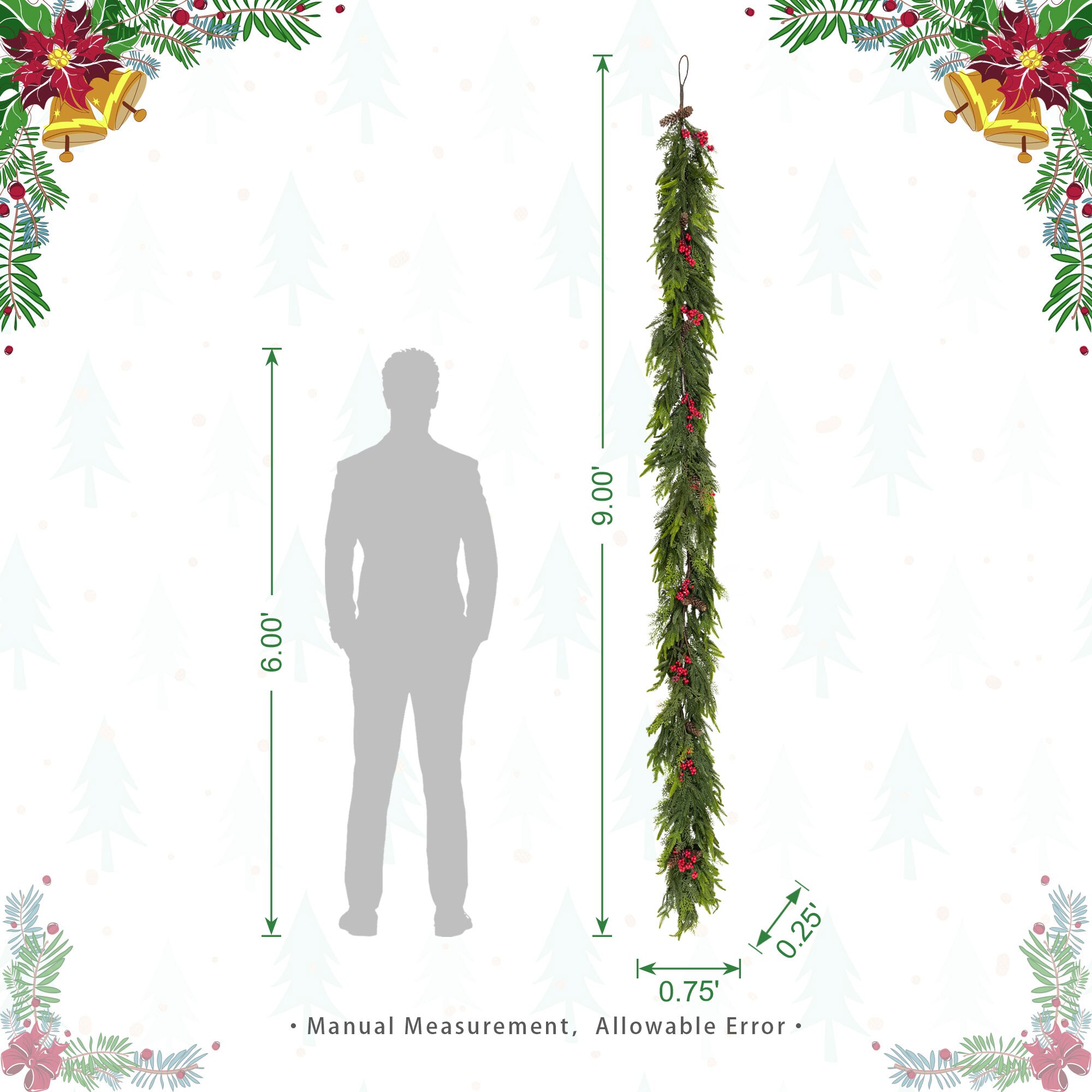 Glitzhome 2016000100 Artificial-Christmas-Garland - View #4