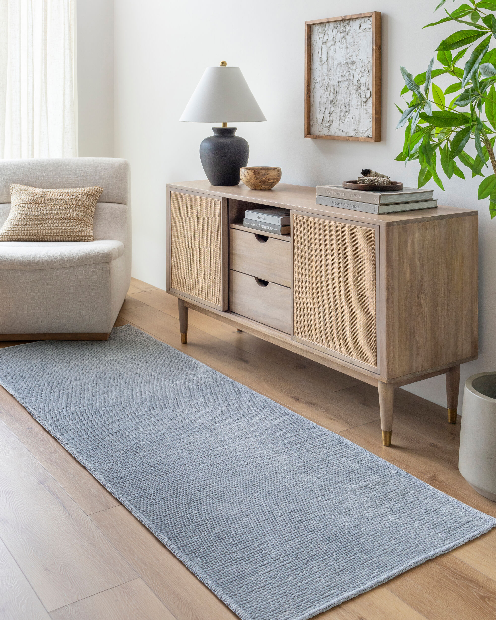 Livabliss QBC2303-2645 Quebec 2 x 4 (ft) Polyester Light Gray Rectangular Indoor Solid Mid-Century Modern Machine washable Area rug
