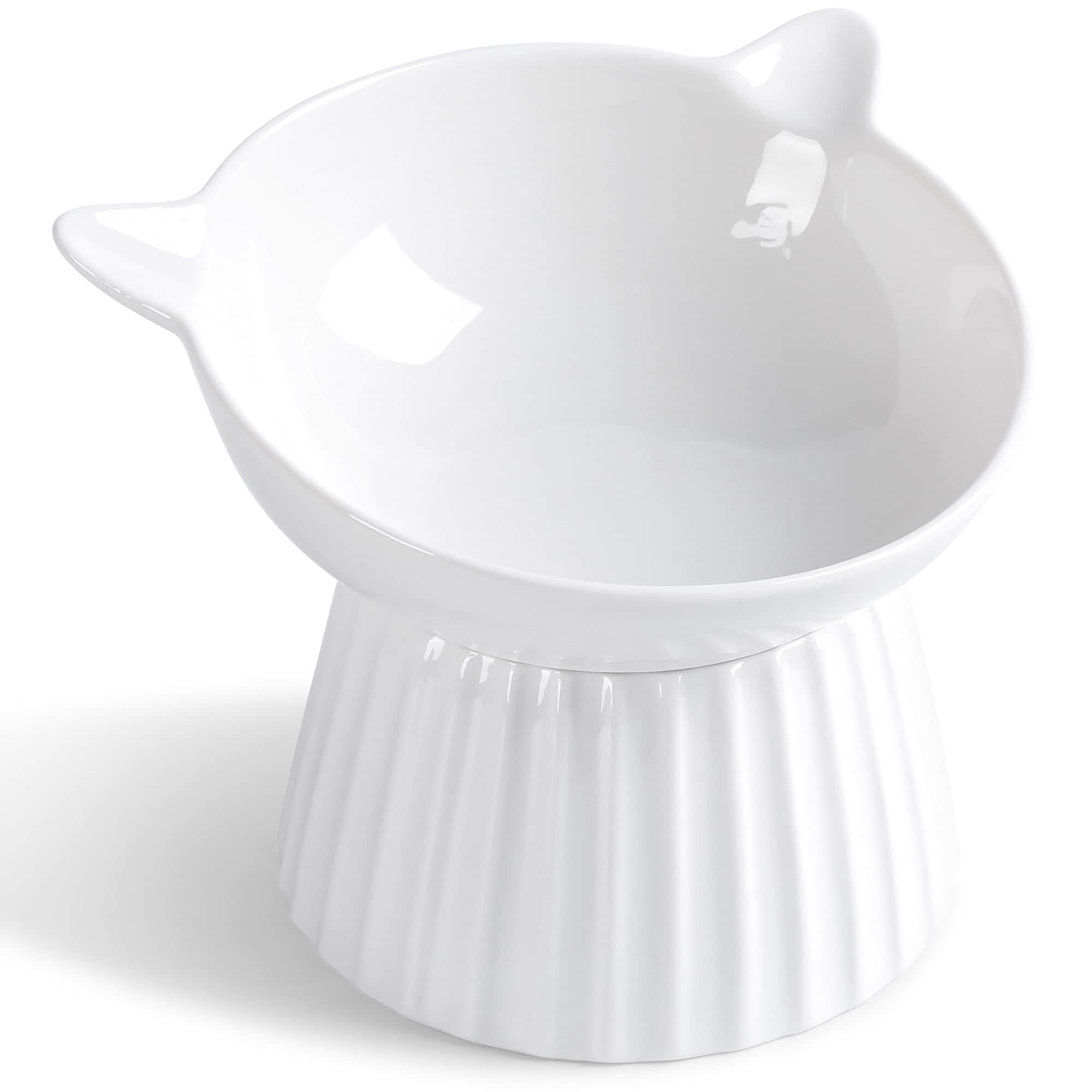 Aoibox  Tilted Raised Ceramic Cat Bowl 5 in Wide 15 Degree Anti Vomiting Design Whisker Friendly Indoor Cats