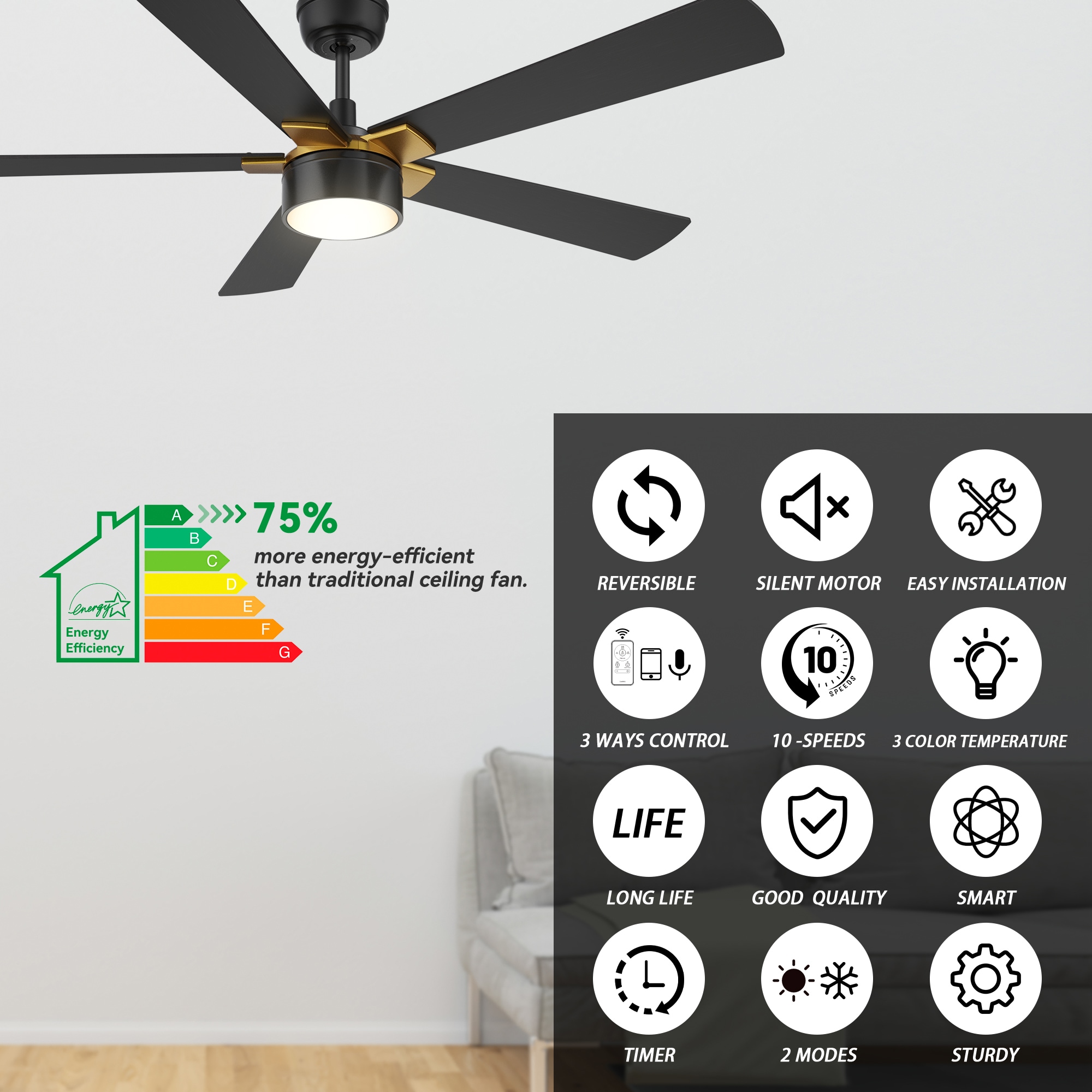 CARRO USA LS525B5-L11-B2-1G Ceiling-Fans - View #5