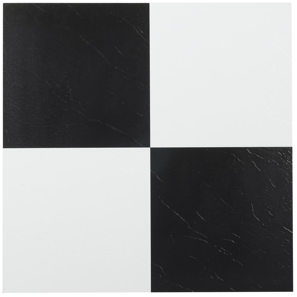 Achim STT1M10345 Black and White Multiple colors/finishes Stone look 0.07-mil x 12-in W x 12-in L Peel and stick Vinyl Tile Flooring ( 45-sq ft Carton )