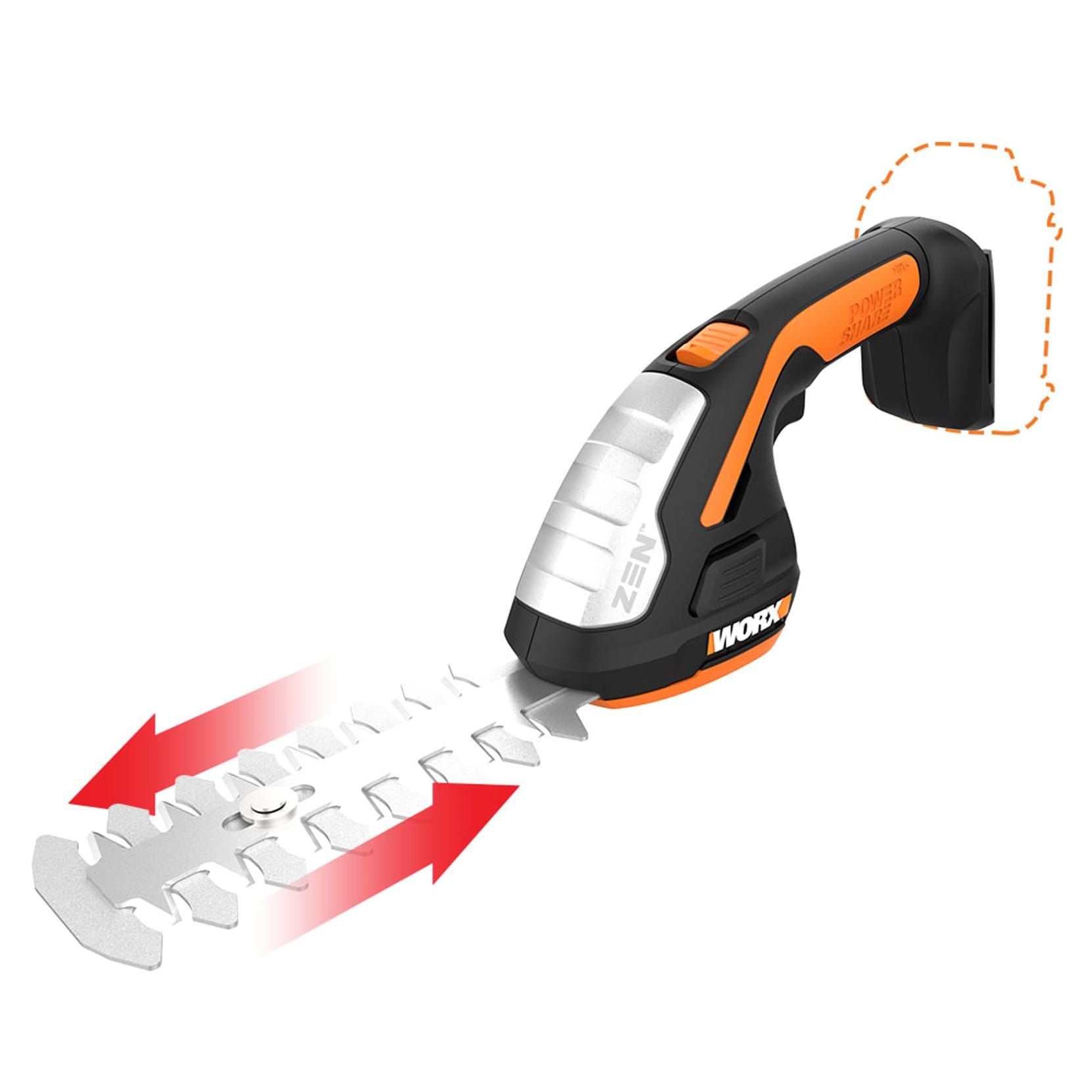 WORX POWER SHARE 20-volt 8-in Dual Cordless Electric Hedge Trimmer Ah (Battery Not Included)