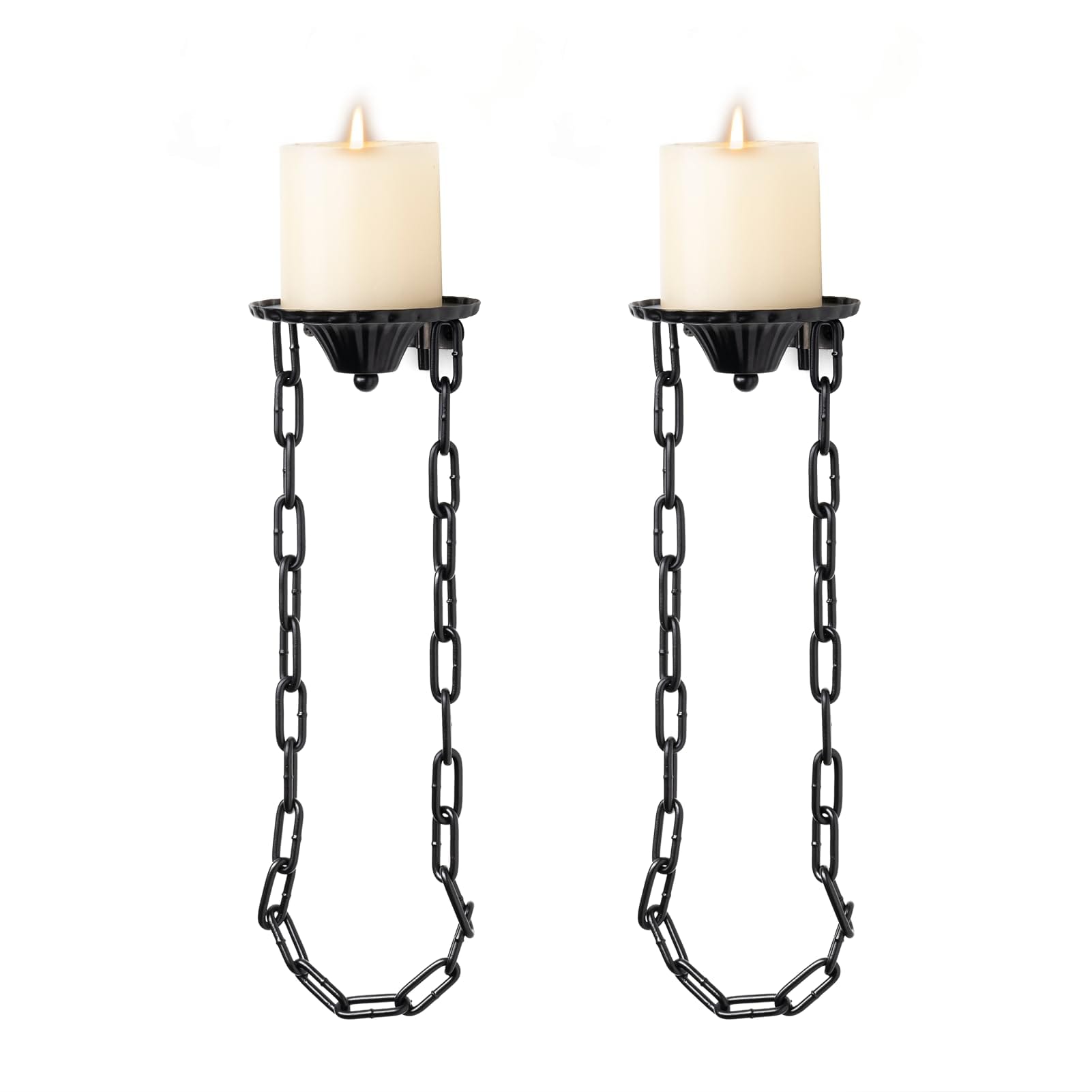 Linder Group Inc Set of 2 Medieval Gothic Wall Candle Sconces Black ...