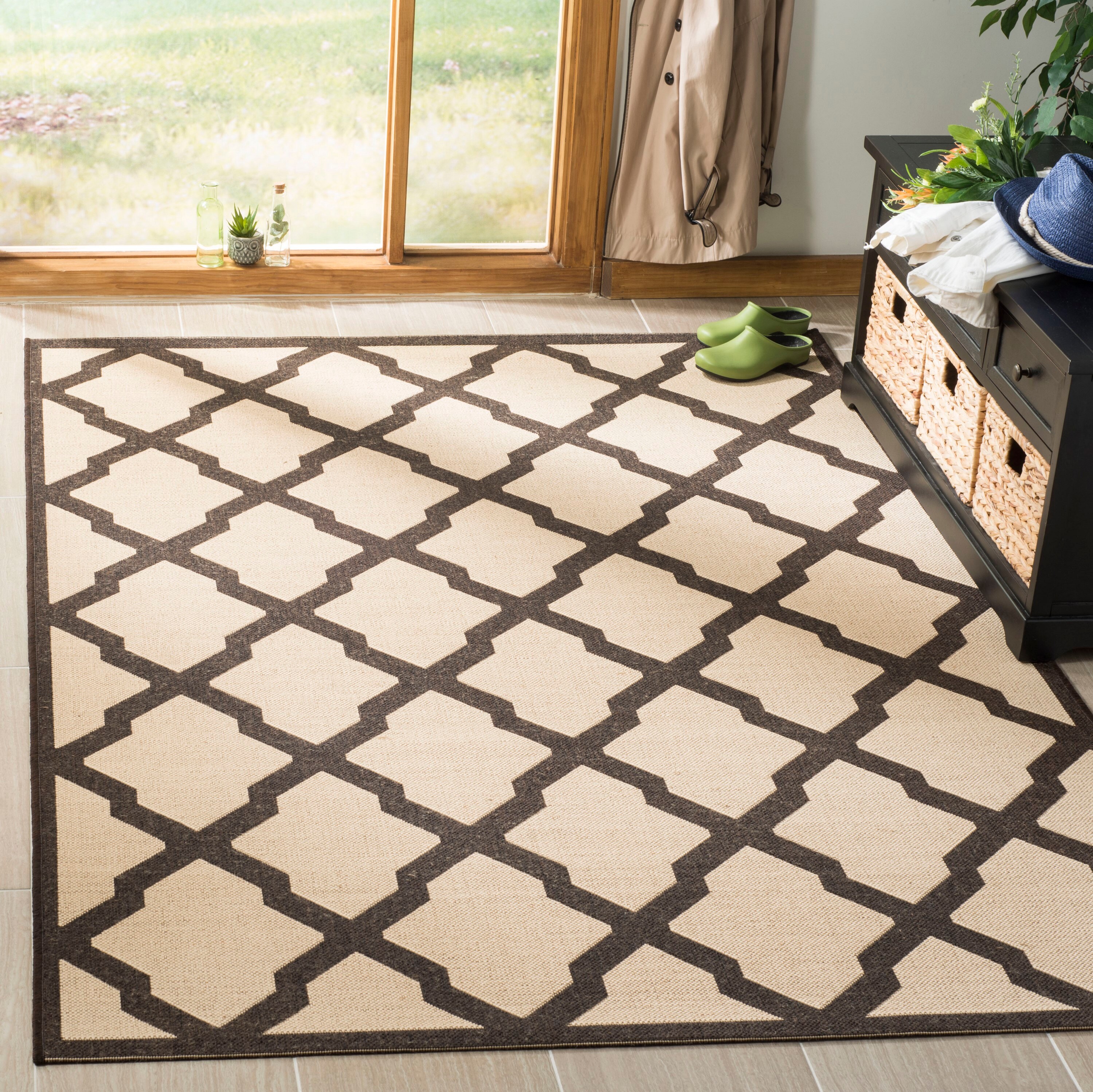 Safavieh LND122U-4 Linden Adamantini 4 x 6 (ft) Loomed Polypropylene Creme/Brown Rectangular Indoor Trellis Bohemian/Eclectic Area rug
