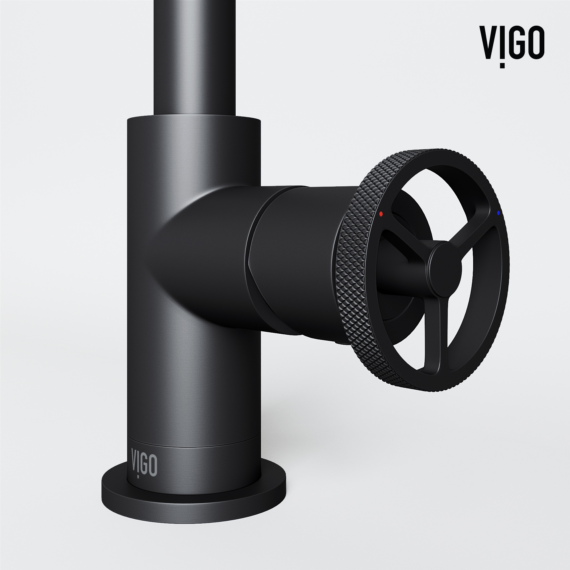 Cass 9'' High Aerodynamic Wheel Handle Matte Black Bathroom Faucet