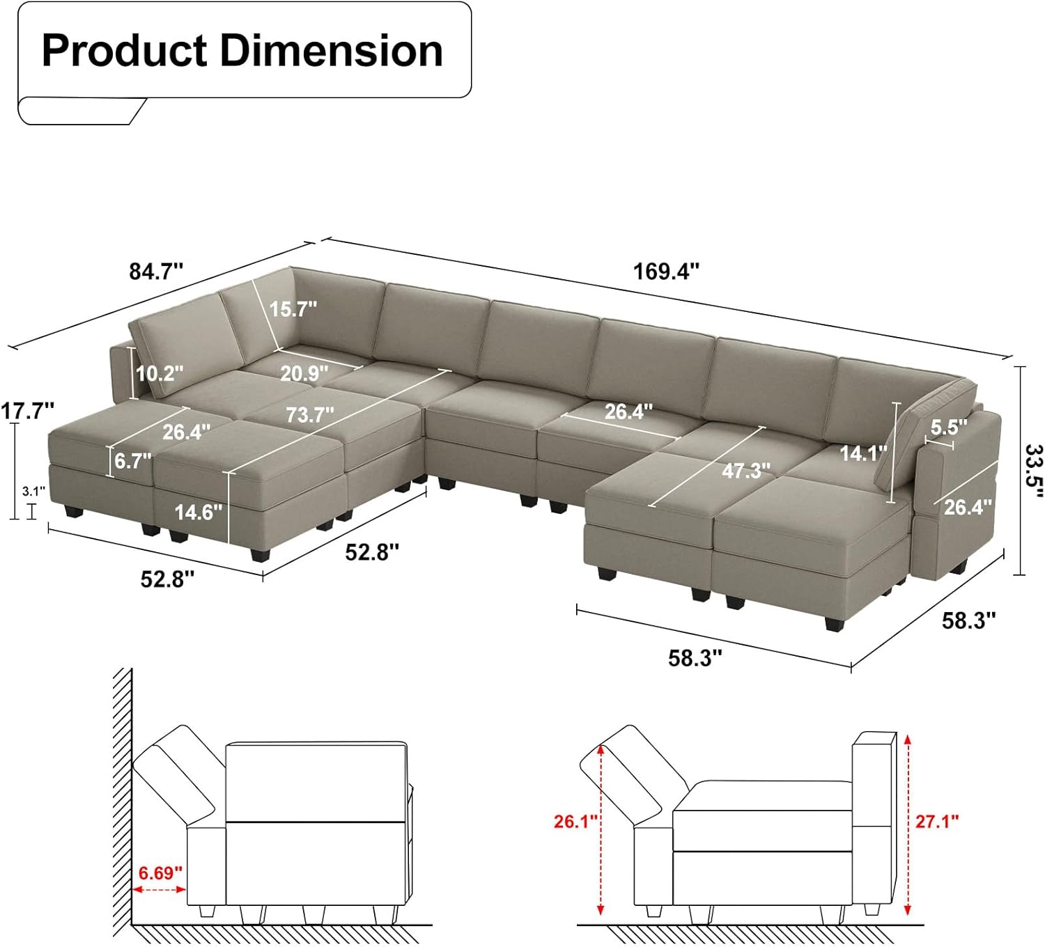Belffin BF196-9B3C-WHITE futons - View #2