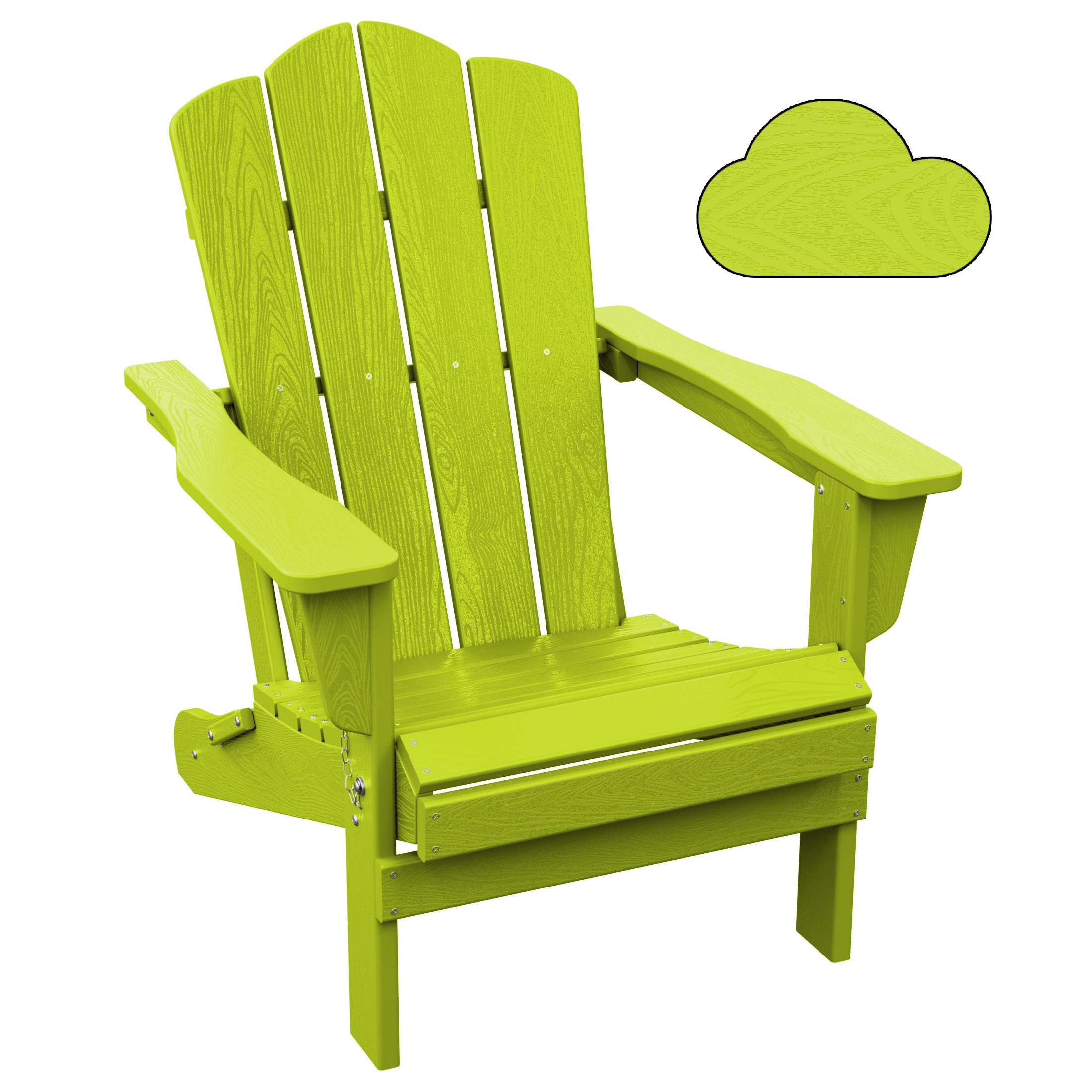 JEAREY PSQWY-ZD-AG All-Weather Patio Folding Adirondack Chair Stackable Apple Green HDPE Frame Stationary Adirondack Chair with Slat Seat
