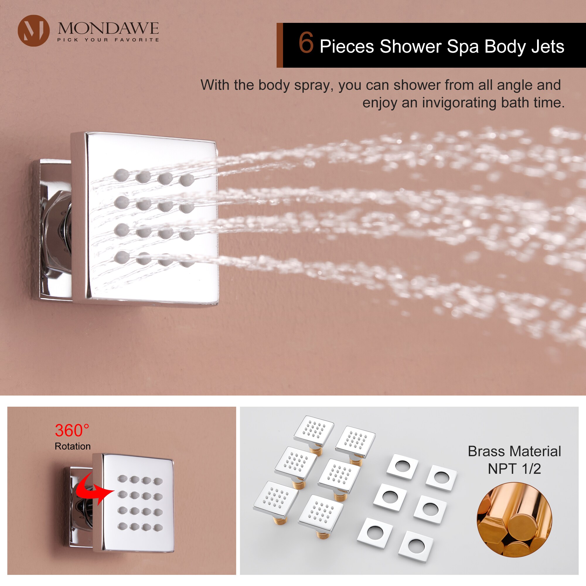 Mondawe WF6310-12CH-WM Showerhead-Bar-Panels - View #8