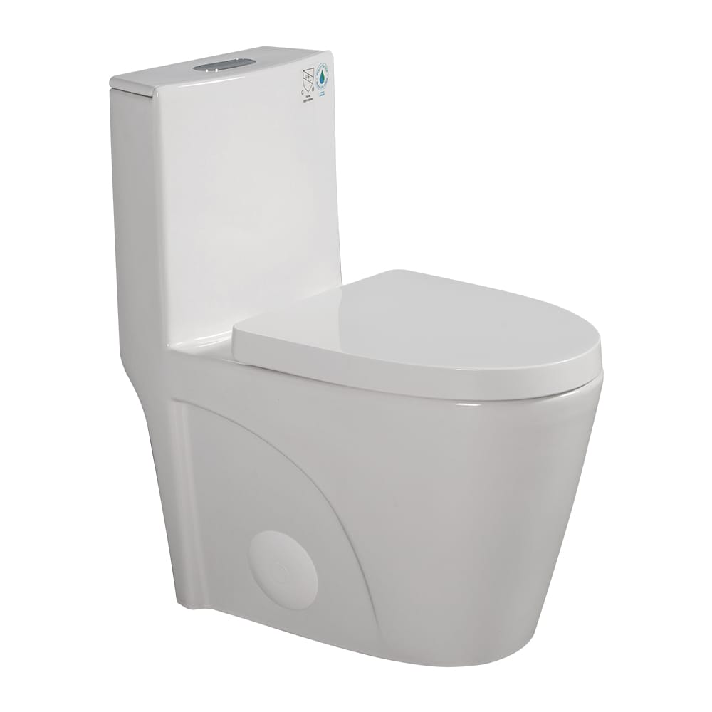 Vynxaria - White 1.1/1.6 GPF Dual Flush Soft Close Skirted Siphonic Flush 1-piece Toilet Elongate...