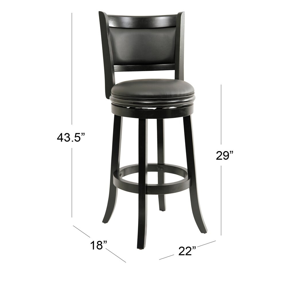 Boraam Industries Augusta Black 30-in H Bar height Upholstered Swivel ...