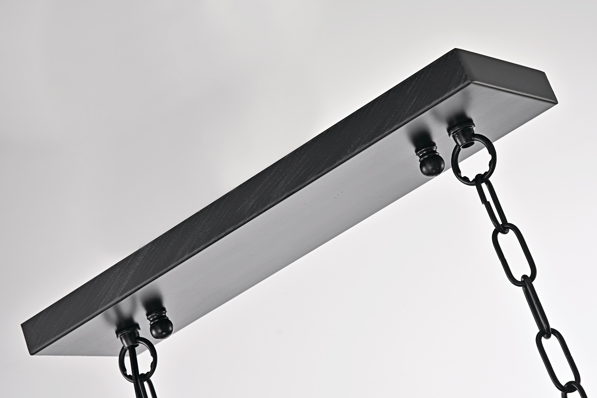Walden Antique Black 4-Light Linear Kitchen Chandelier with Amber Glass