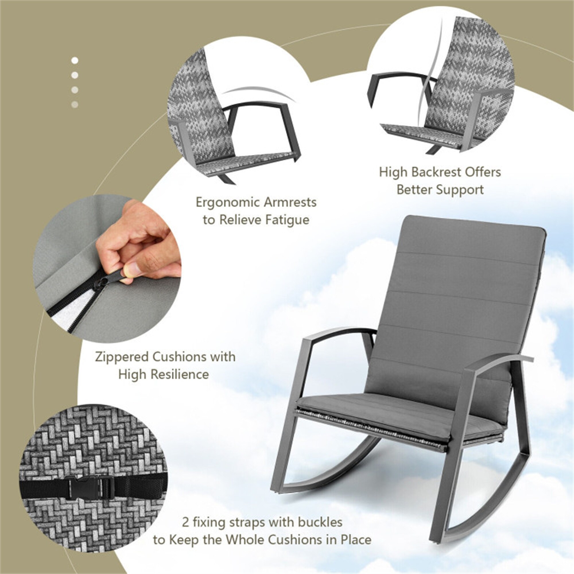 Classic Folding Chair Folding Chair High Resilience Cushion Backrest Chair  Removable Cushion Armrest Indoor Home Furnishing Folding Chair Comfortable