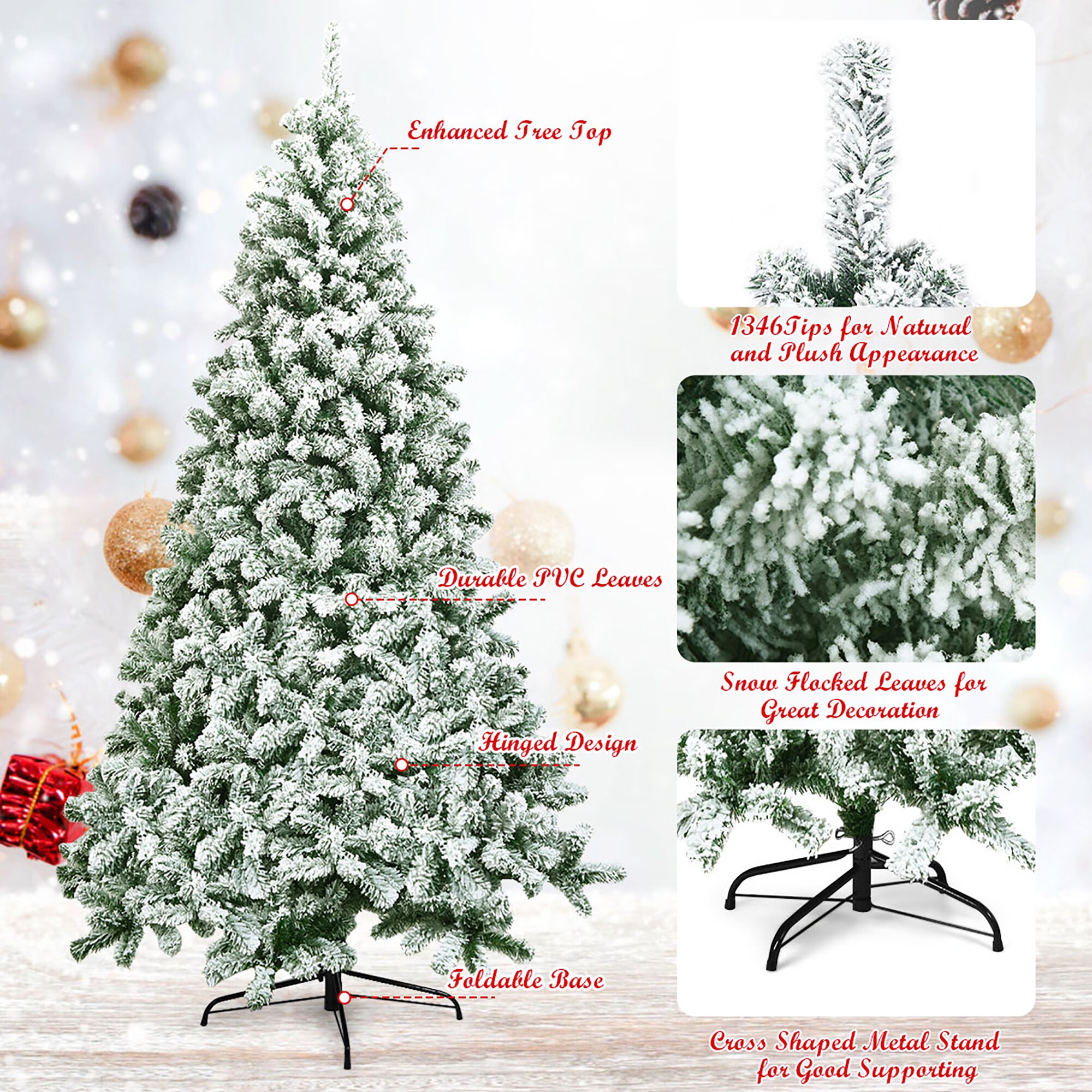 Goplus 7.5-ft Flocked Silver Artificial Christmas Tree in the ...