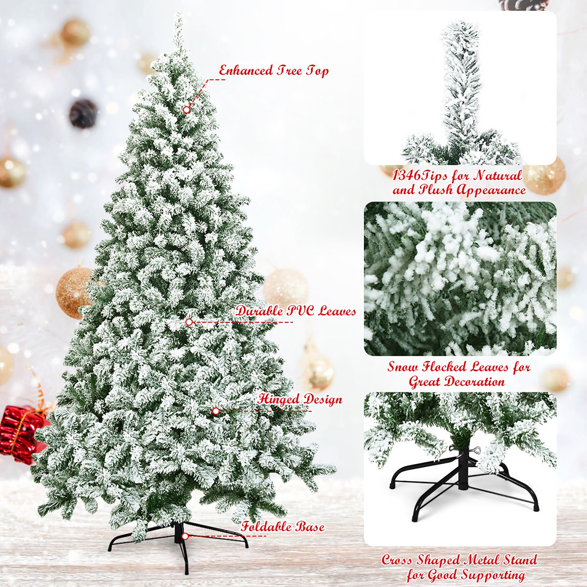  Northlight 4' PVC Flocked Angel Pine Artificial Christmas Tree  - Unlit, Green : Home & Kitchen