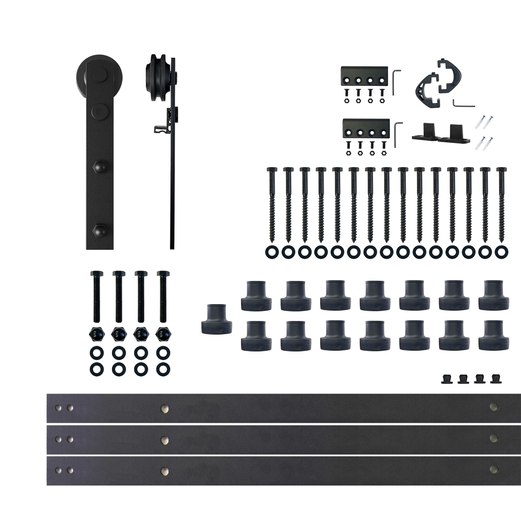 HOMACER ZT1TGH216C 216-in Rustic black Black Indoor I-strap Single Barn door hardware kit