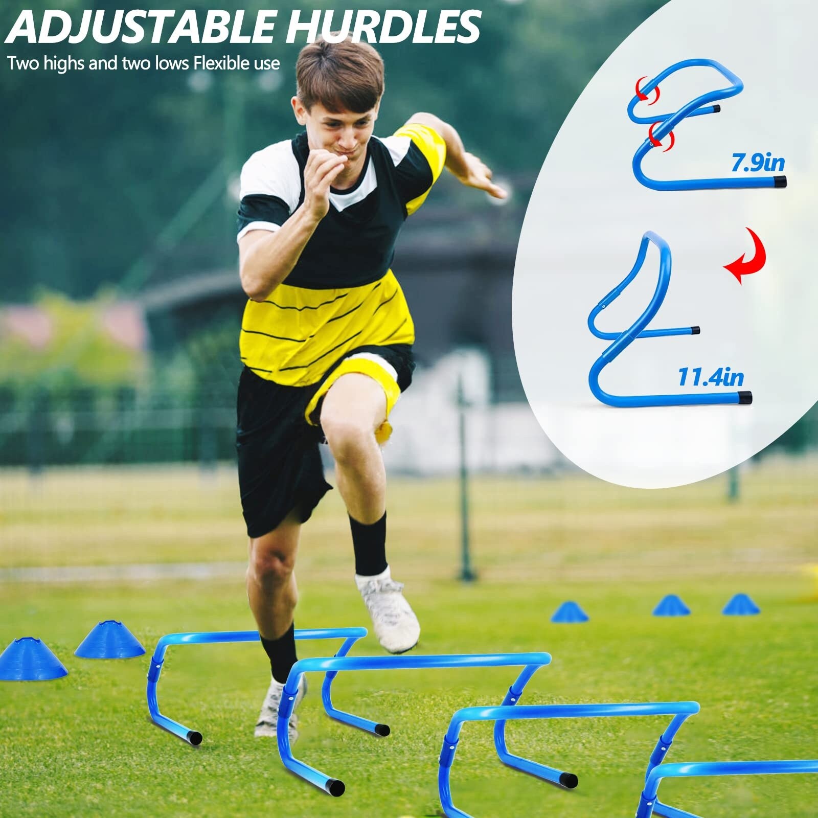 Etokfoks Agility Training Kit with 20 ft Speed Ladder 4 Hurdles 12 ...