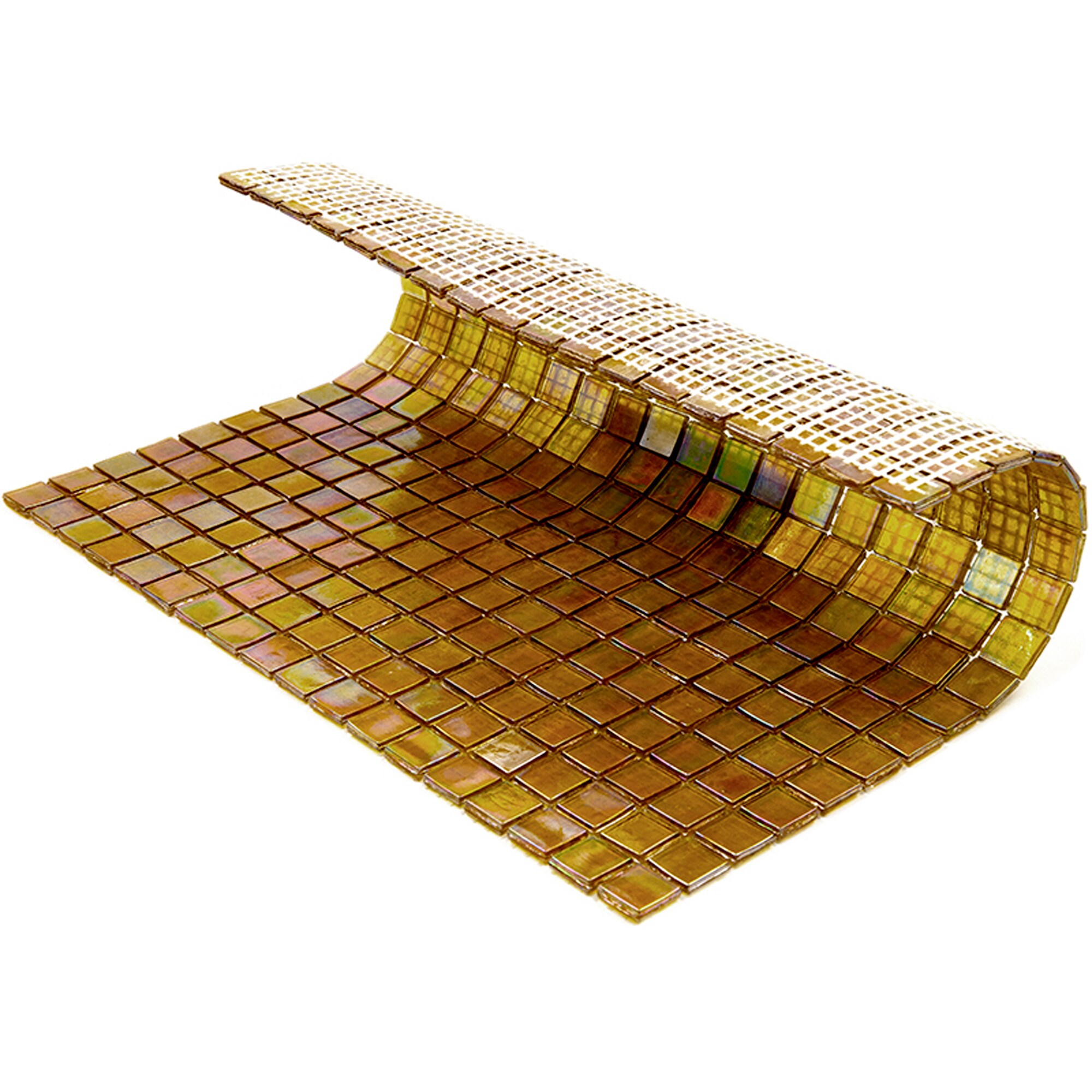 Skosh 11.6" x 11.6" Glossy Gold Beige Glass Mosaic Tile