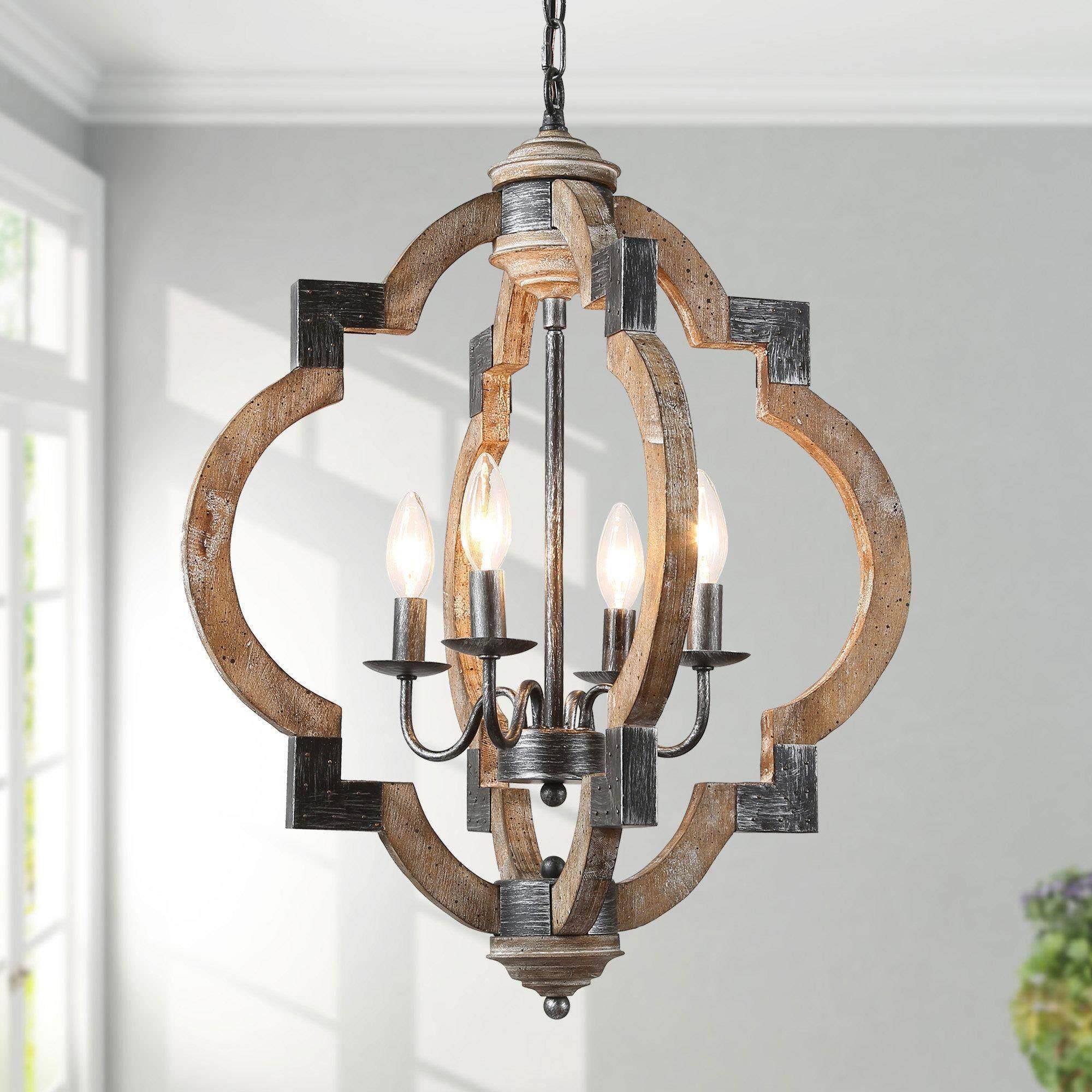 Lnc Barrinoton 4-light Antique Black And Distressed Wood Brown 