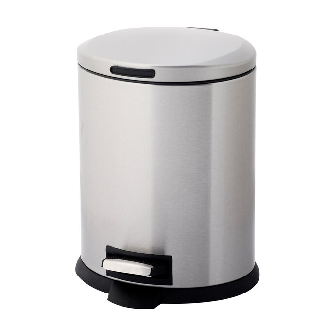 Style Selections 5-Liter Stainless Steel Oval Steel Trash Can with Lid ...