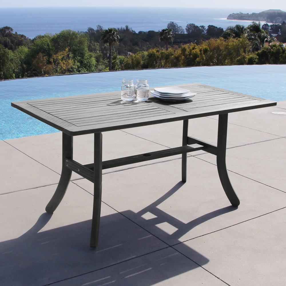 Vifah Renaissance 5 Piece Gray Patio Dining Set Wood Rectangle Table With 4 Stackable Stationary 