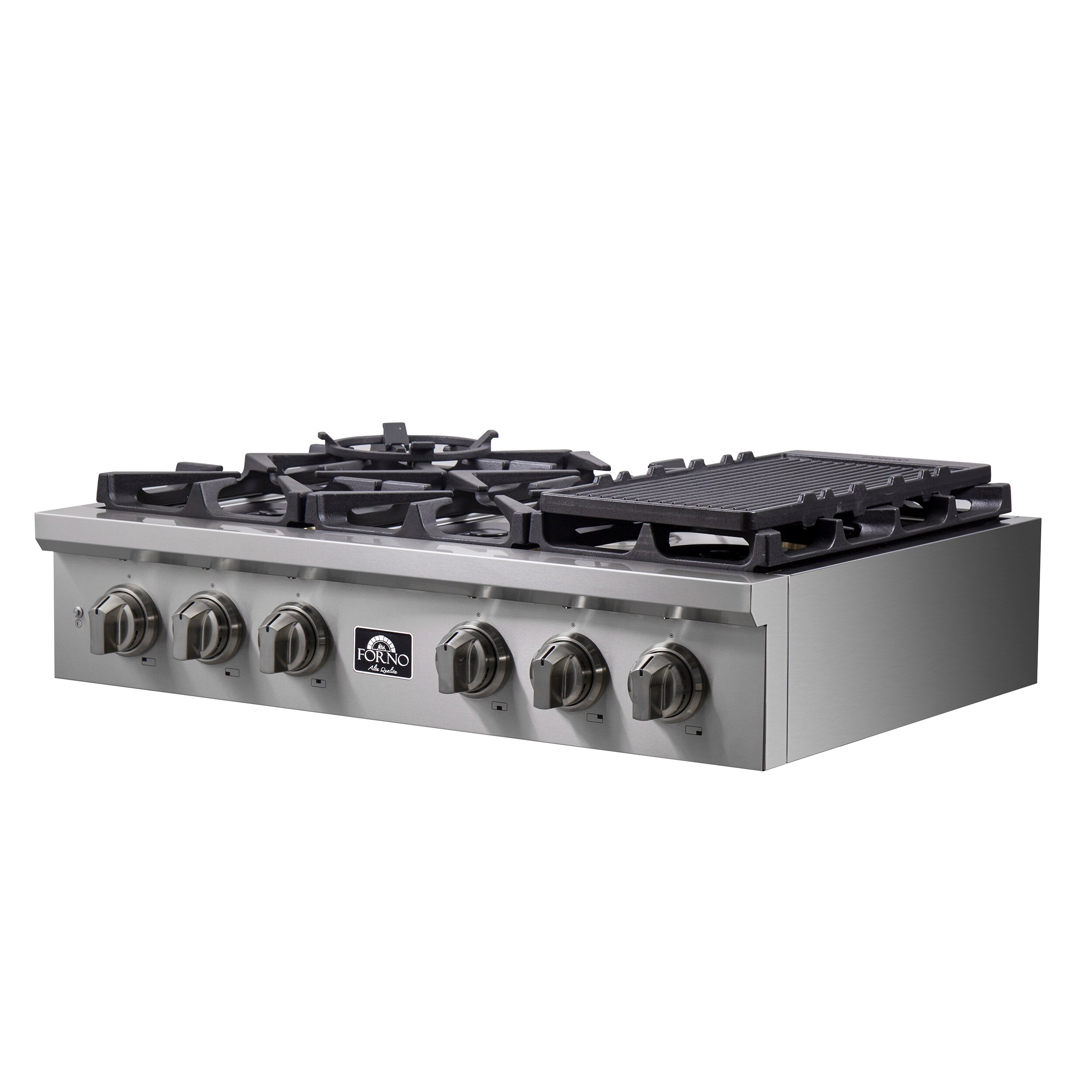 COSTWAY 36-inch Gas Cooktop, Stainless Steel Gas Stove Top with 6 Burners,  ABS Knobs and Cast Iron Grates, NG/LP Convertible Gas Range Top with Sealed