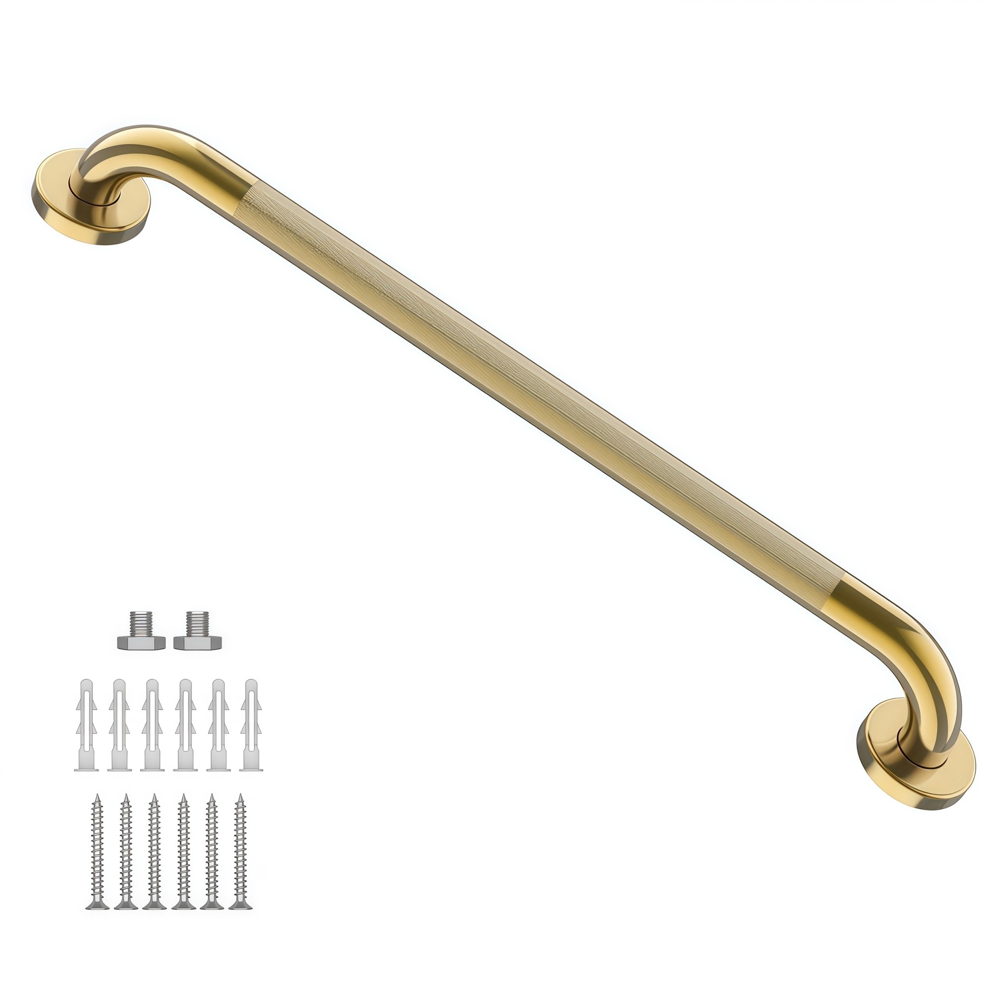 Numhew 32in L 1-Bar Anti-Slip Knurled Grip Gold Shower Grab Bar