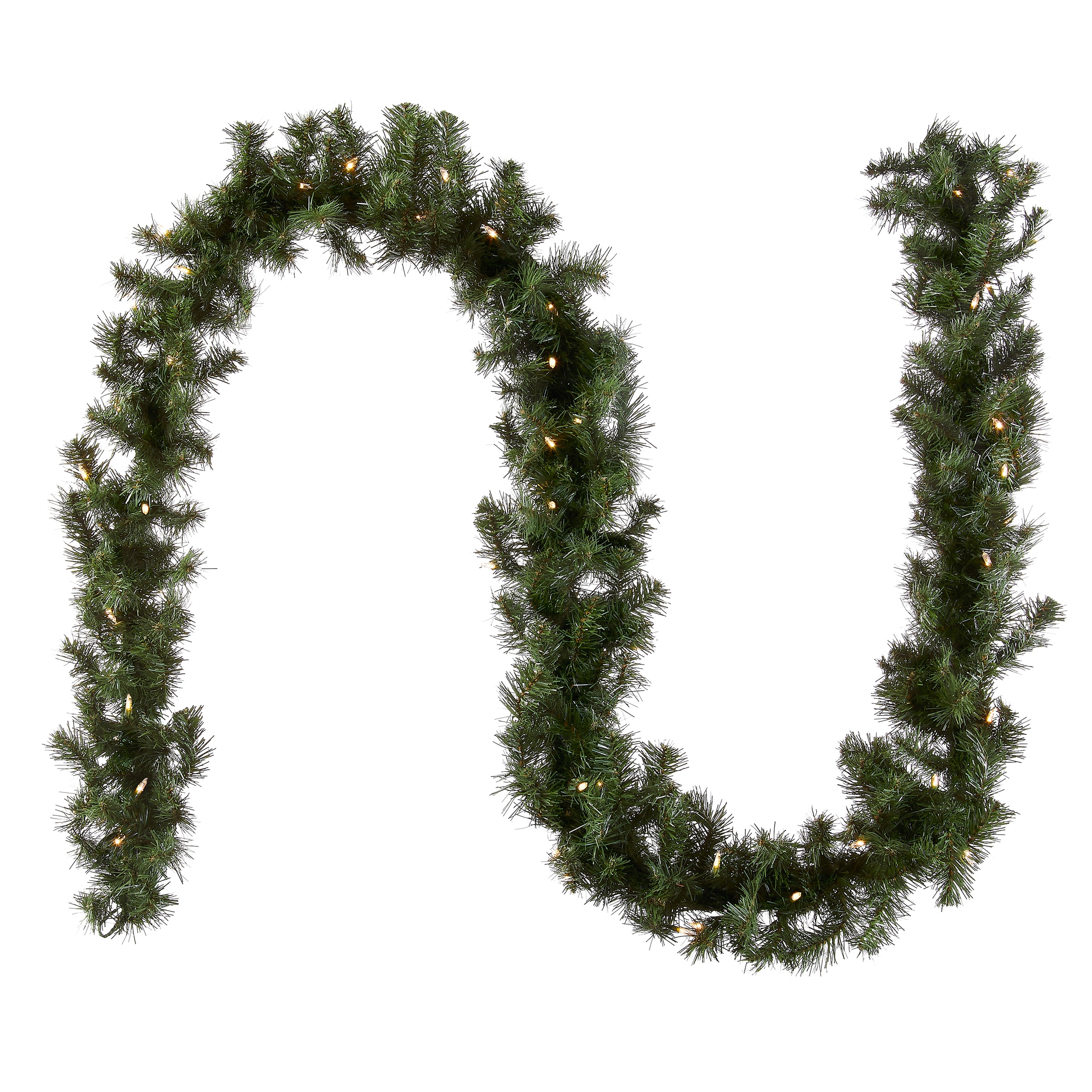 9ft Green Spruce Garland with Dual Color LED Lights