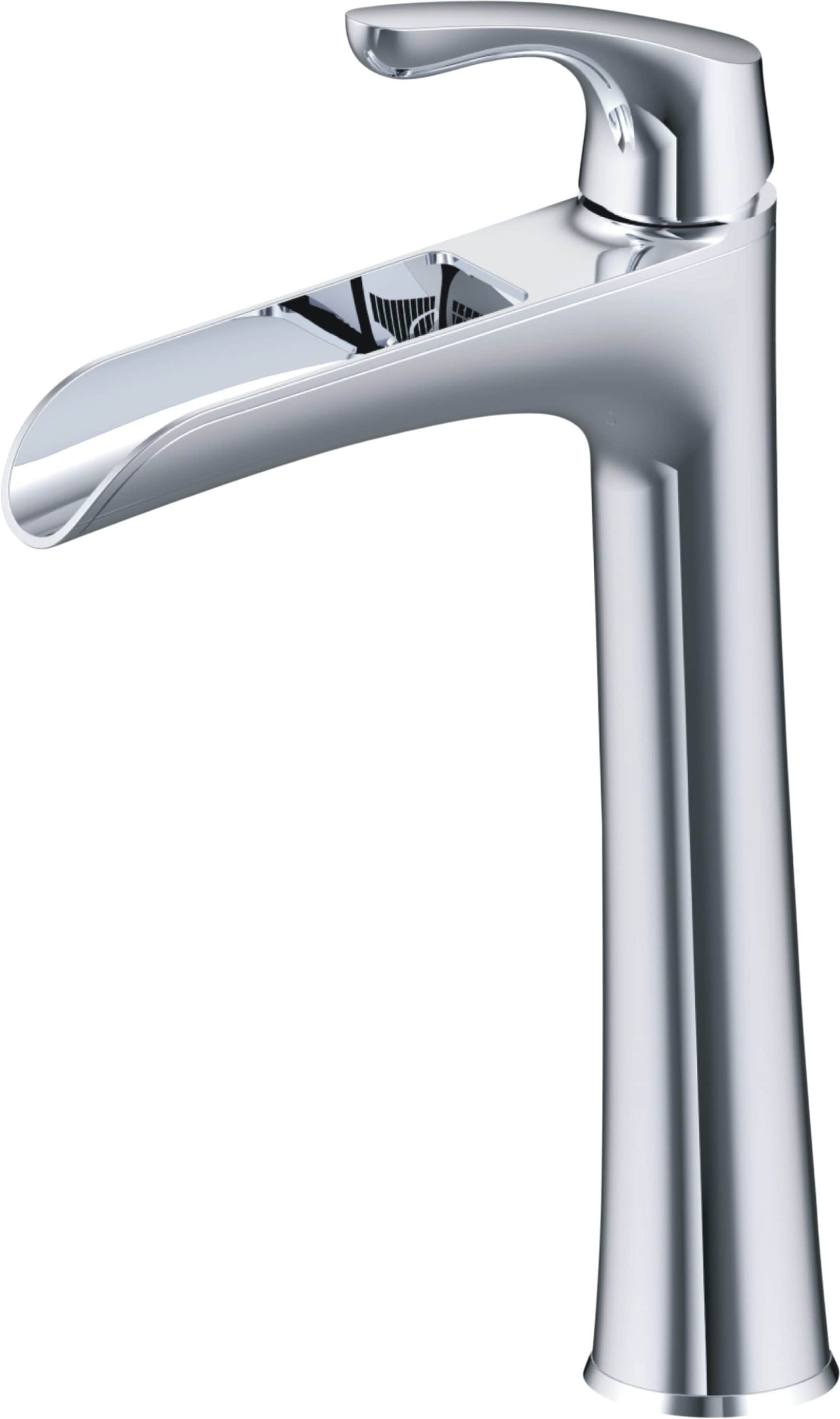 CMI 192-6443 Aegean Polished chrome Vessel 1-handle WaterSense Waterfall Commercial/Residential Handle Bathroom Sink Faucet with Drain