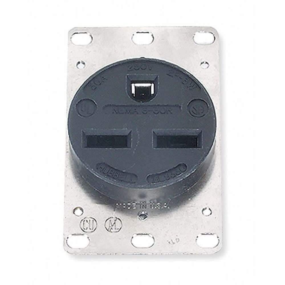 Hubbell Wiring Device-Kellems Straight Blade Receptacle 6-30R 30 A 250V AC 2 Pole 3 Wire Flush Mount Grounded #HBL9330