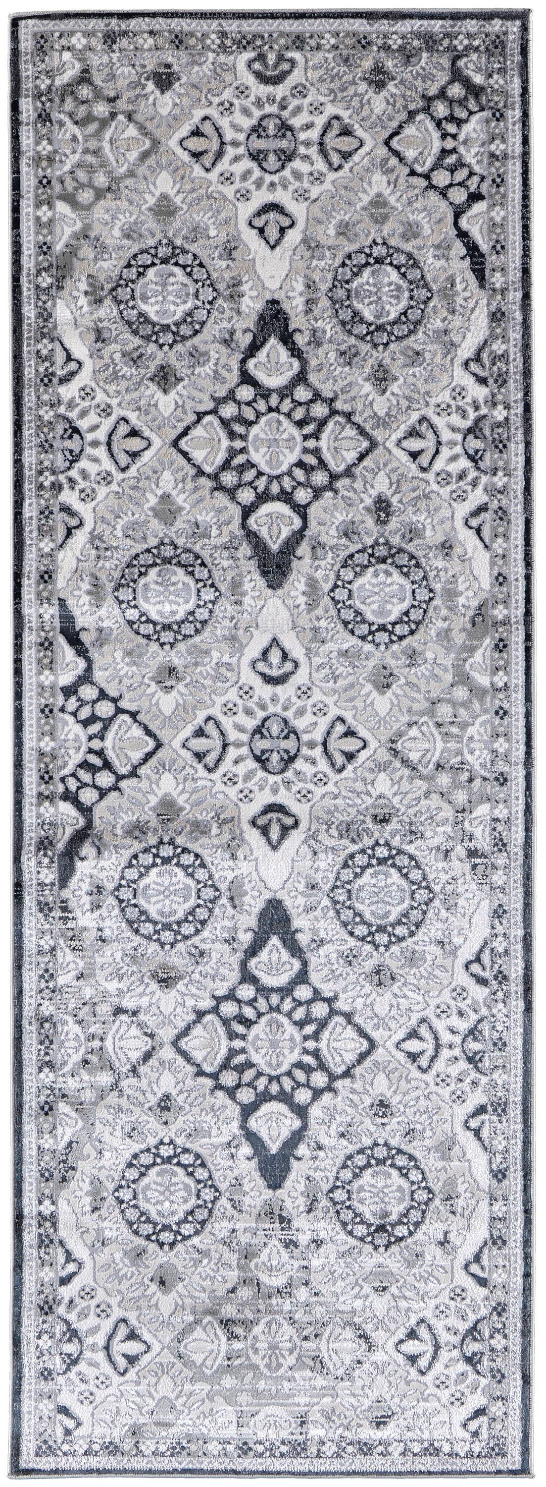 Room Envy MCKR39FVSLVBLKI71 3 x 8 (ft) Loomed Polyester Gray/Black Rectangular Indoor Geometric Runner rug
