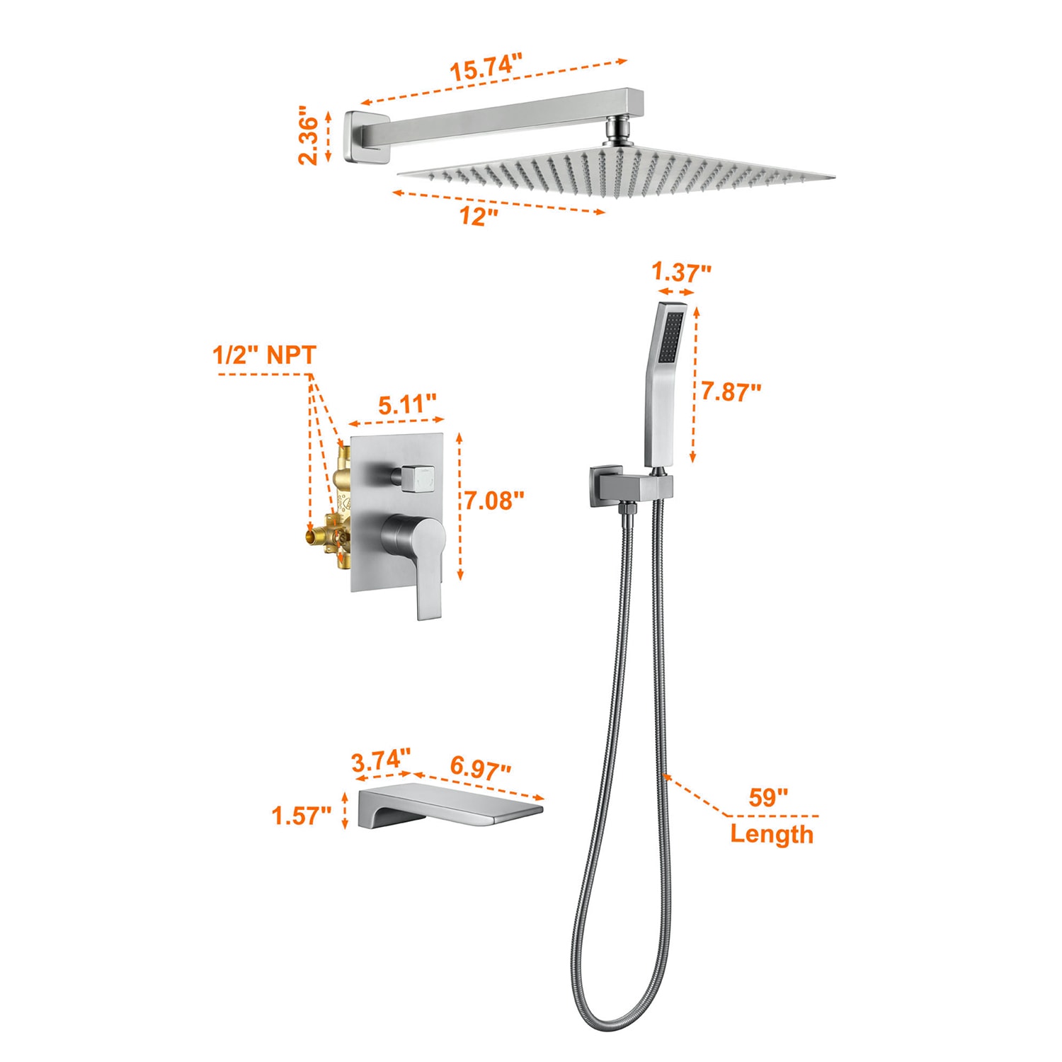 Cobbe LSSSSFF0212N Showerhead-Bar-Panels - View #13