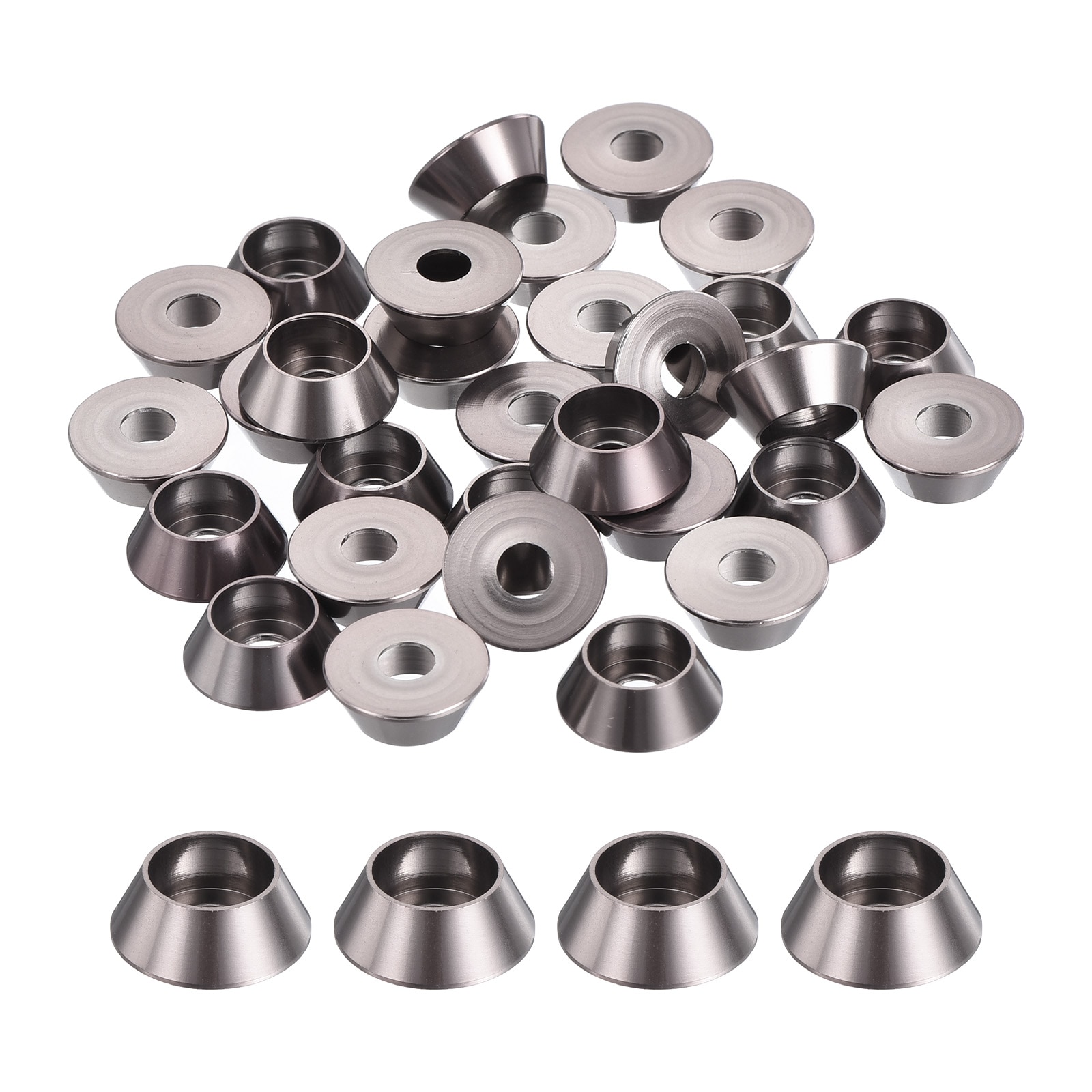 Unique Bargains M4 Cone Cup Washers Anodized Aluminum Gaskets Cup Head Washer Gasket for Screw RC/FPV/PC/Drone/Mechanical Accessories Model Parts 30pcs (Titanium Gray)