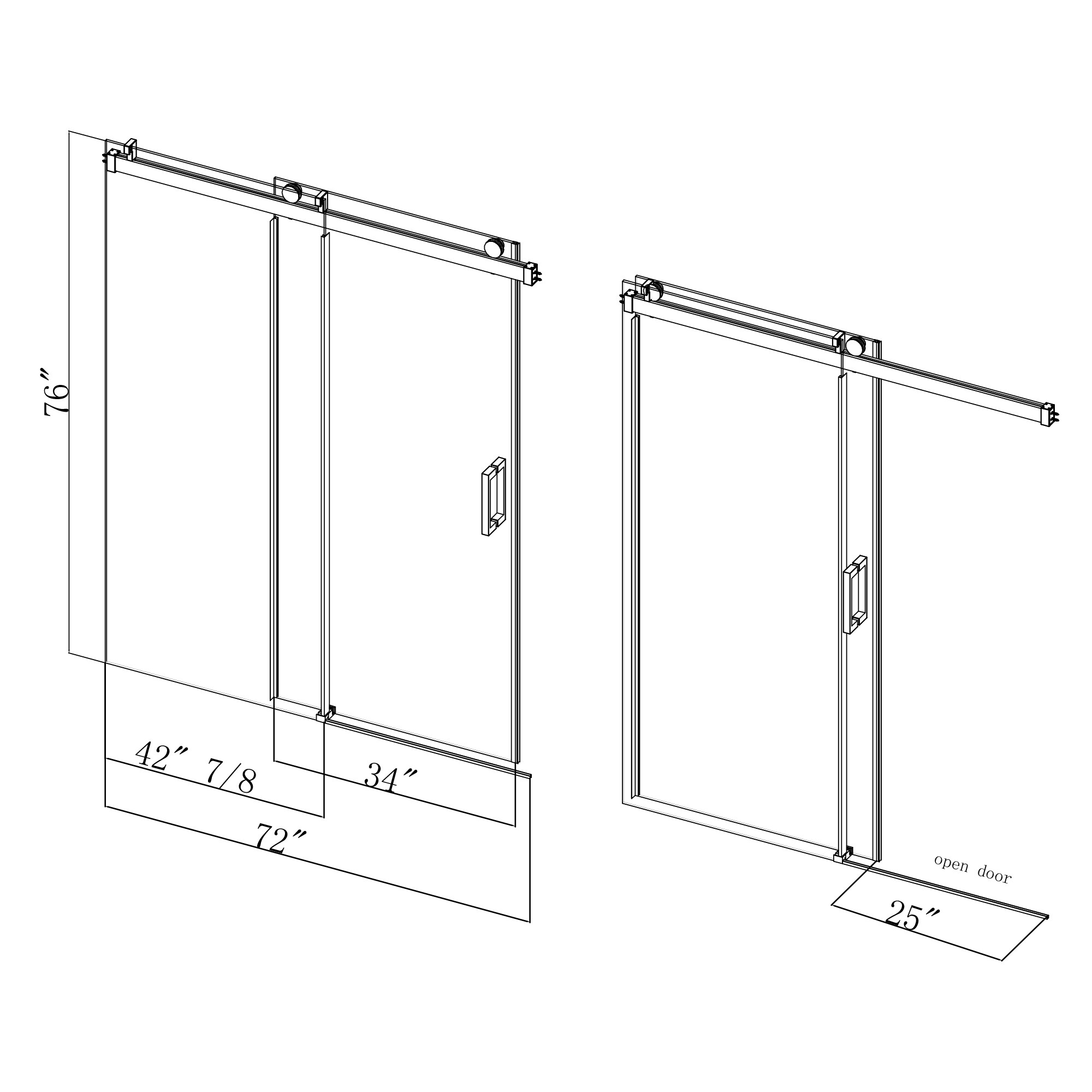 WELLFOR CV-SS08-7276BL Shower-Doors - View #7