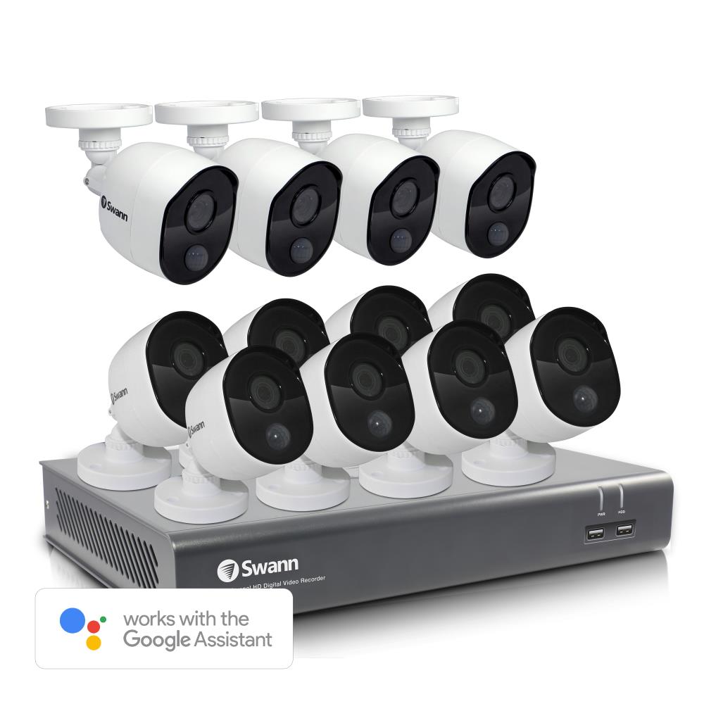 Swann SWDVK-1645812V-US 4580 Series Outdoor 12-Camera Wired 1Tb Hard Drive Internet Cloud-based Security Camera System