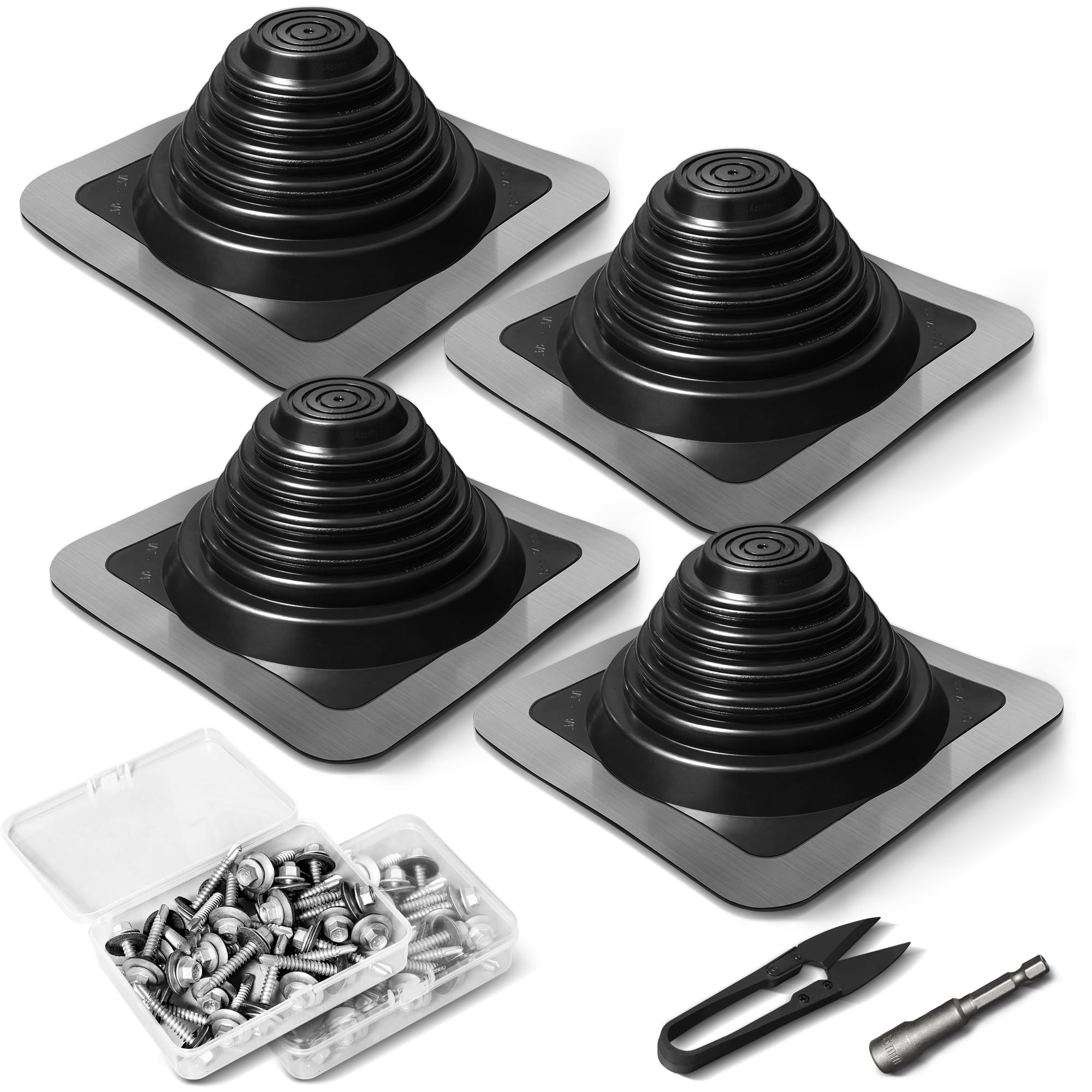 KIWDZFU  Metal Roof Vents Flashing Roofing Boots Kit Fits Pipe Outer Diameter One Quarter in to Five and Three Quarter in Includes Roofing