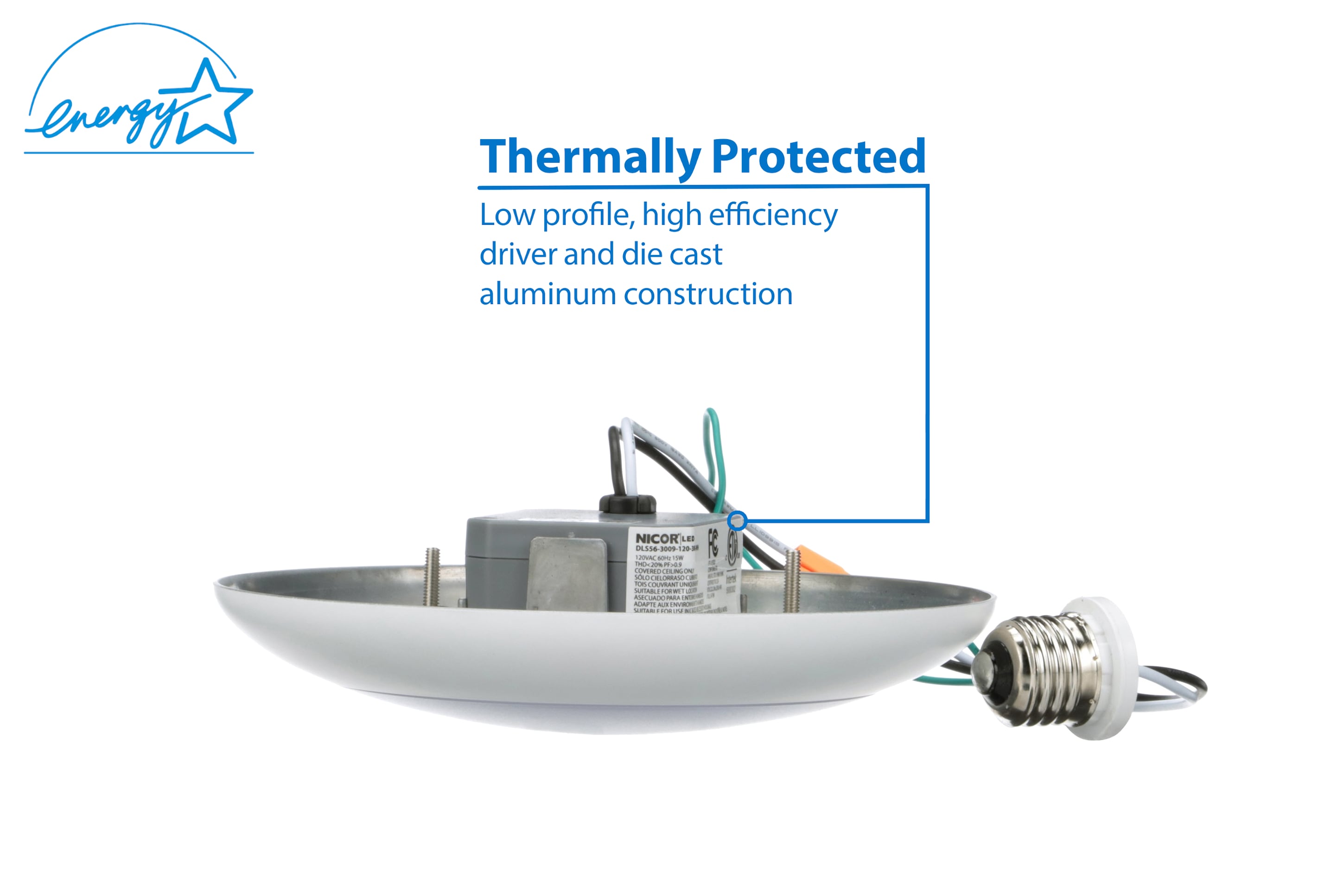 White Aluminum 7.25" Round LED Surface Mount Downlight