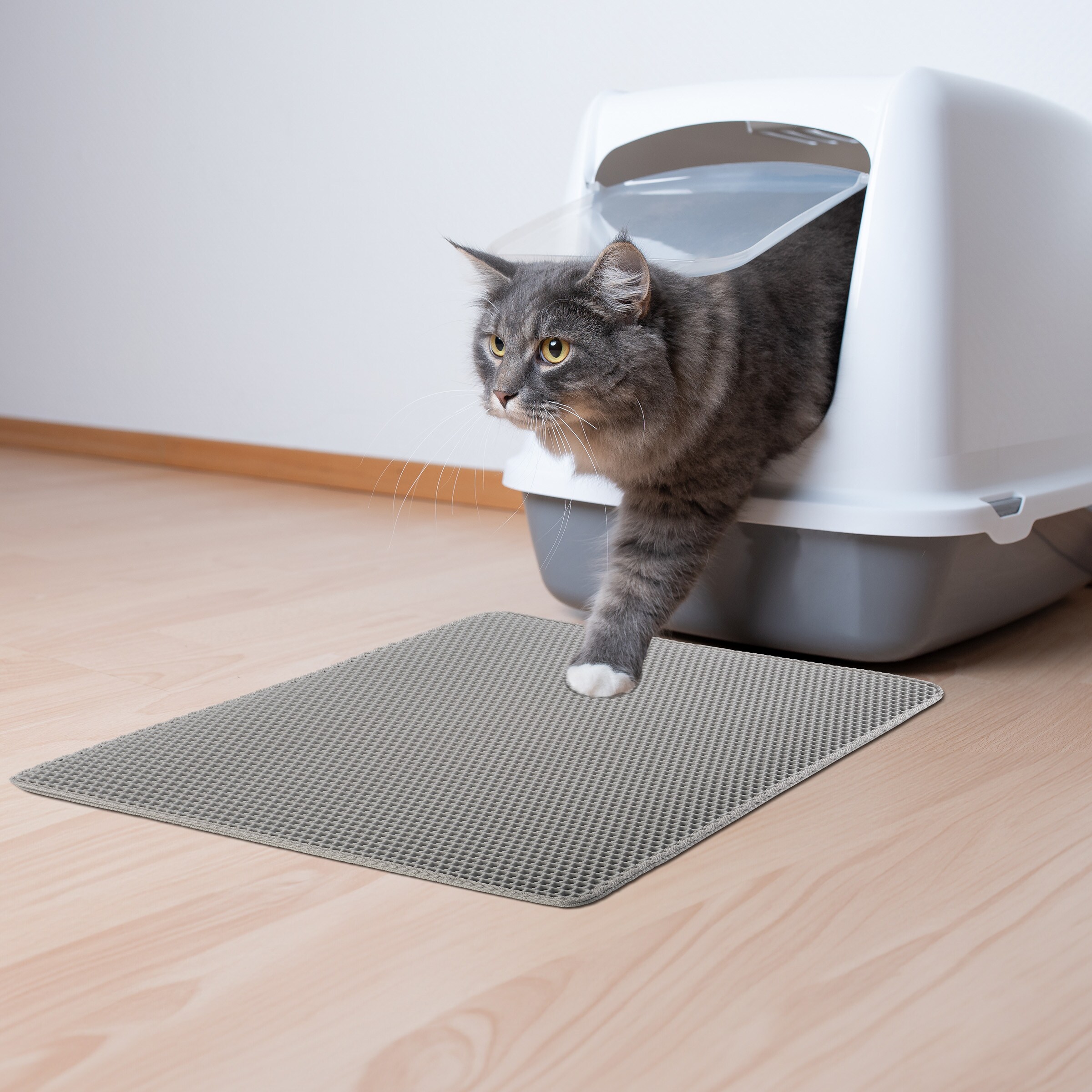 PETMAKER 24x15-Inch Double-Layer Waterproof Cat Litter Mat (Gray