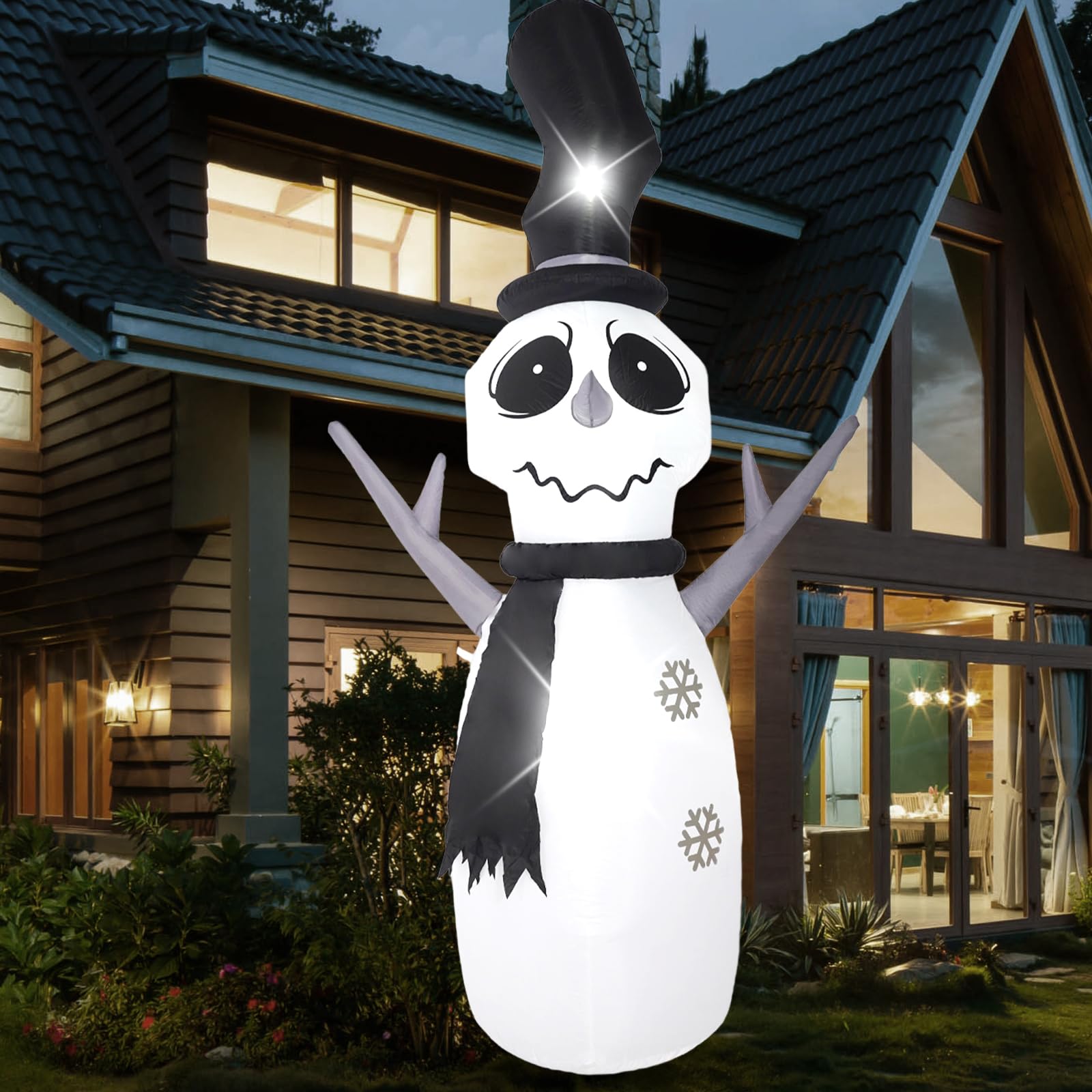 Anqtovp  9FT Grey Snowman Outdoor Inflatable Decoration with Built-in LED Lights for Yard Lawn and Terrace Holiday Use durable home and garden