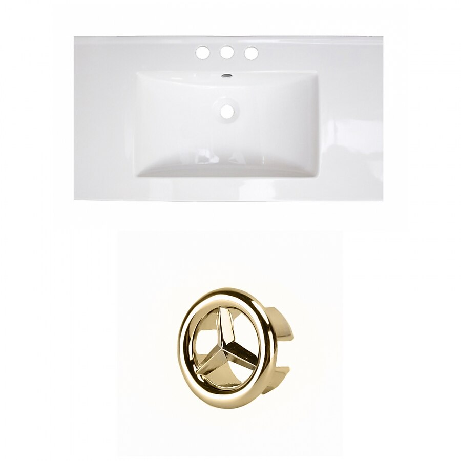 American Imaginations Flair 32-in White Fire Clay Bathroom Vanity Top American Imaginations Flair 32-in White Fire Clay Bathroom Vanity Top