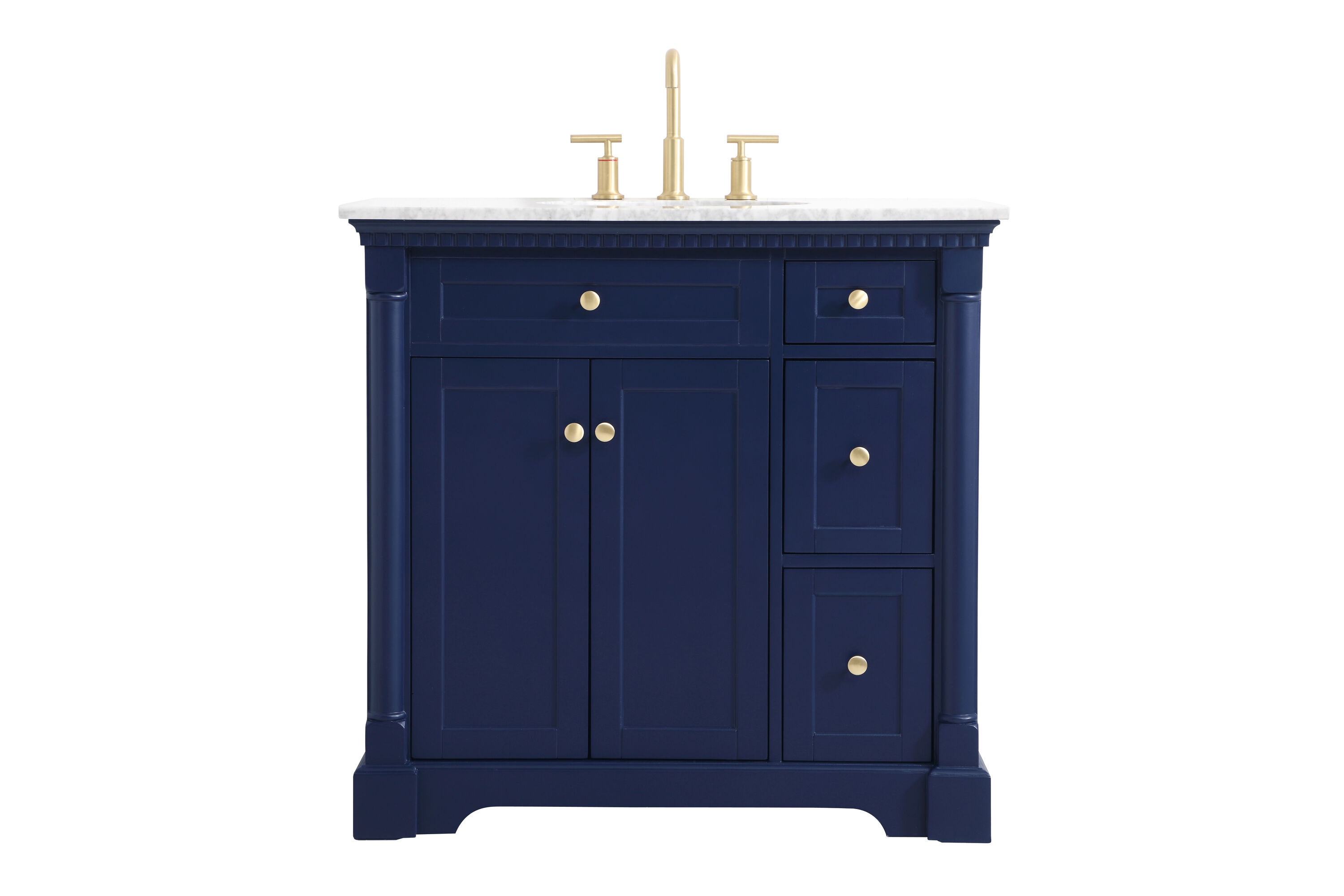 Home Furnishing 36-in Blue Undermount Single Sink Bathroom Vanity with Carrara White Marble Top | - Elegant Decor HF159108BL