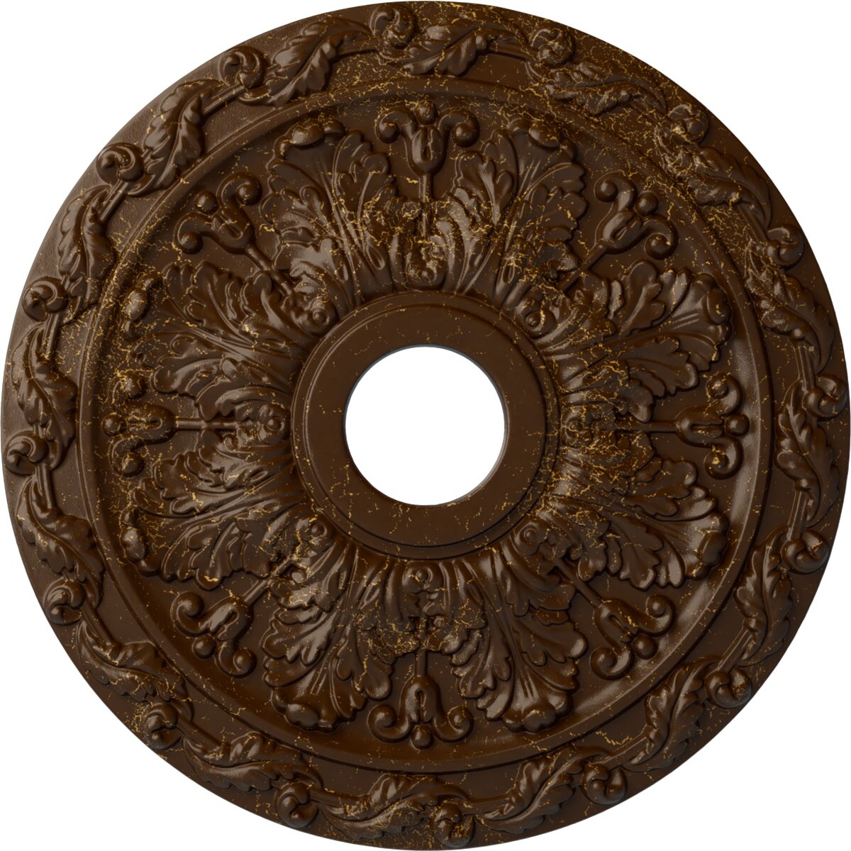 Ekena Millwork CM19SPRBC Spring Leaf 19.875-in W x 19.875-in L Painted Root Beer Crackle Polyurethane Whole Ceiling Medallion