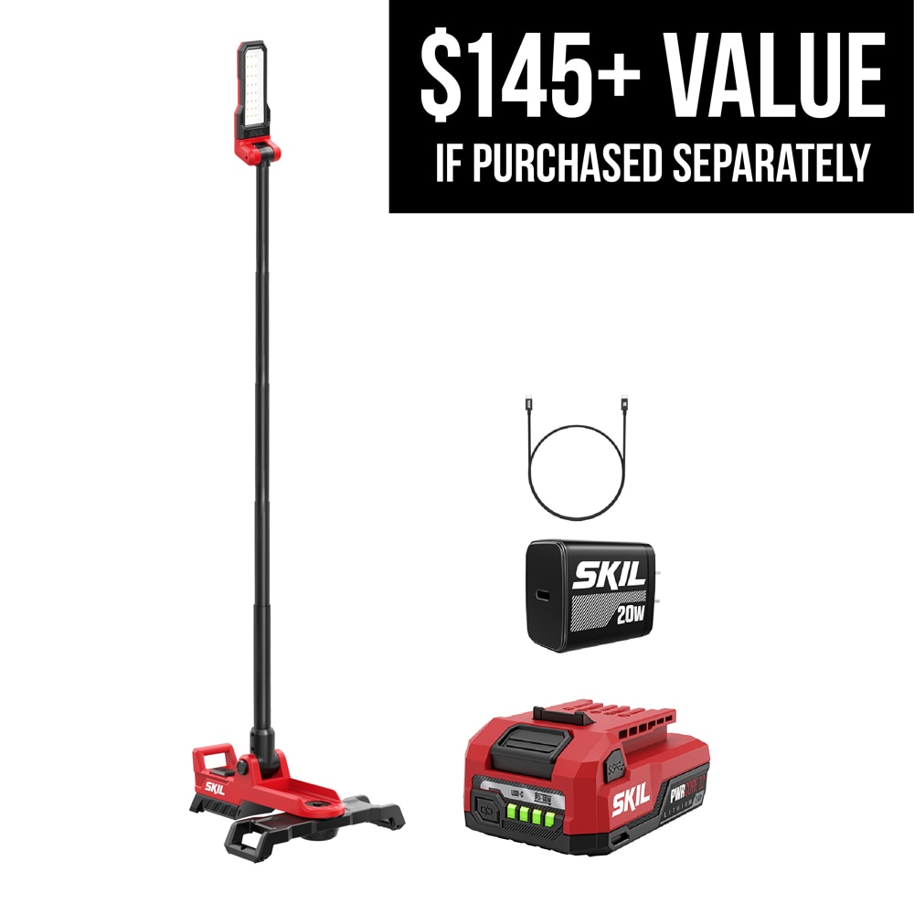 SKIL LH2500D-10 12-volt 2500 -Lumens LED Battery-operated Rechargeable Stand Work Light 1 -Batteries Included