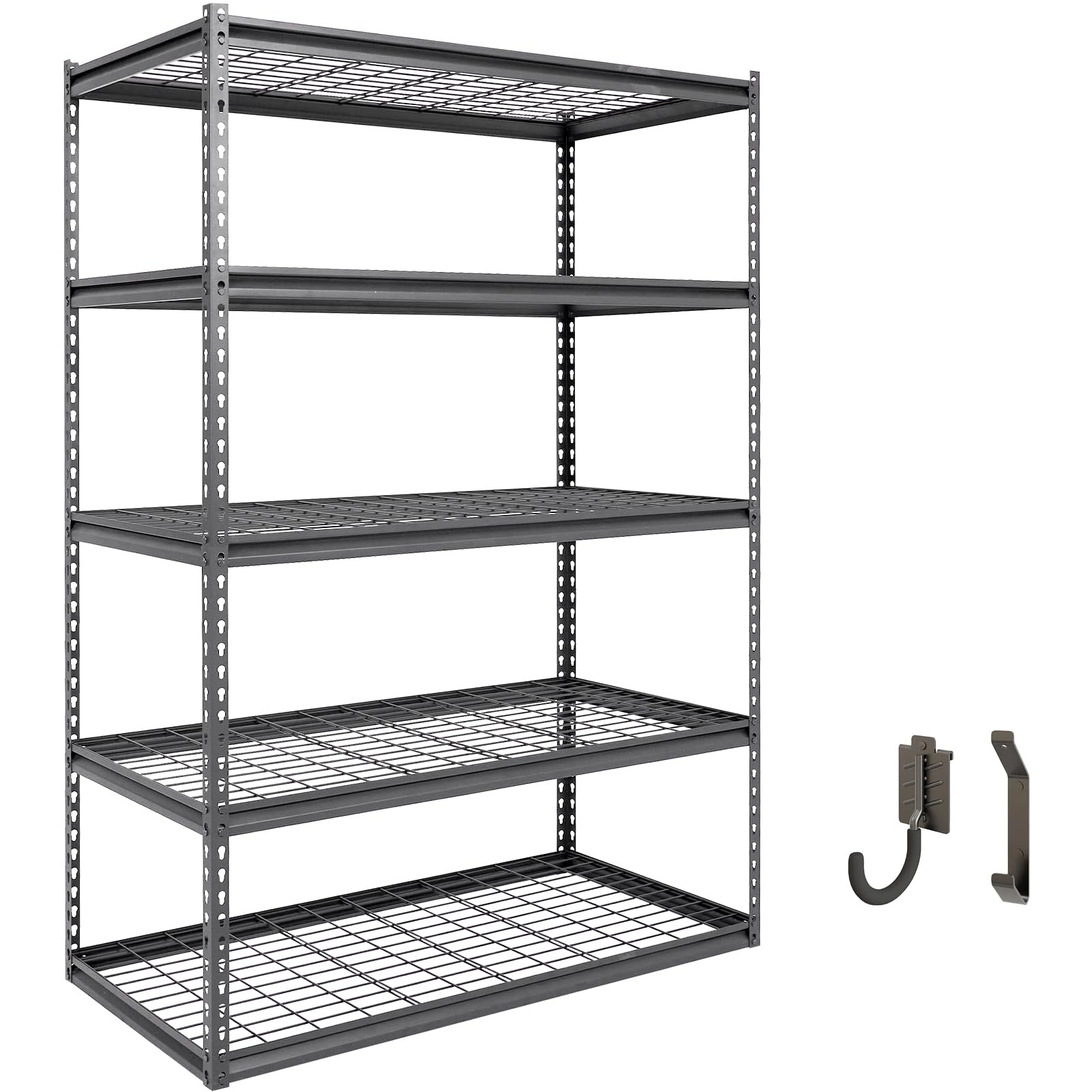Shuntong B-ATLAS482472-5H1000 The Atlas Steel Heavy Duty 5 -Tier Utility shelving unit ( 48-in W x 24-in D x 72-in H ) ( Black , ( 800-lb lbs. Capacity Per Shelf )